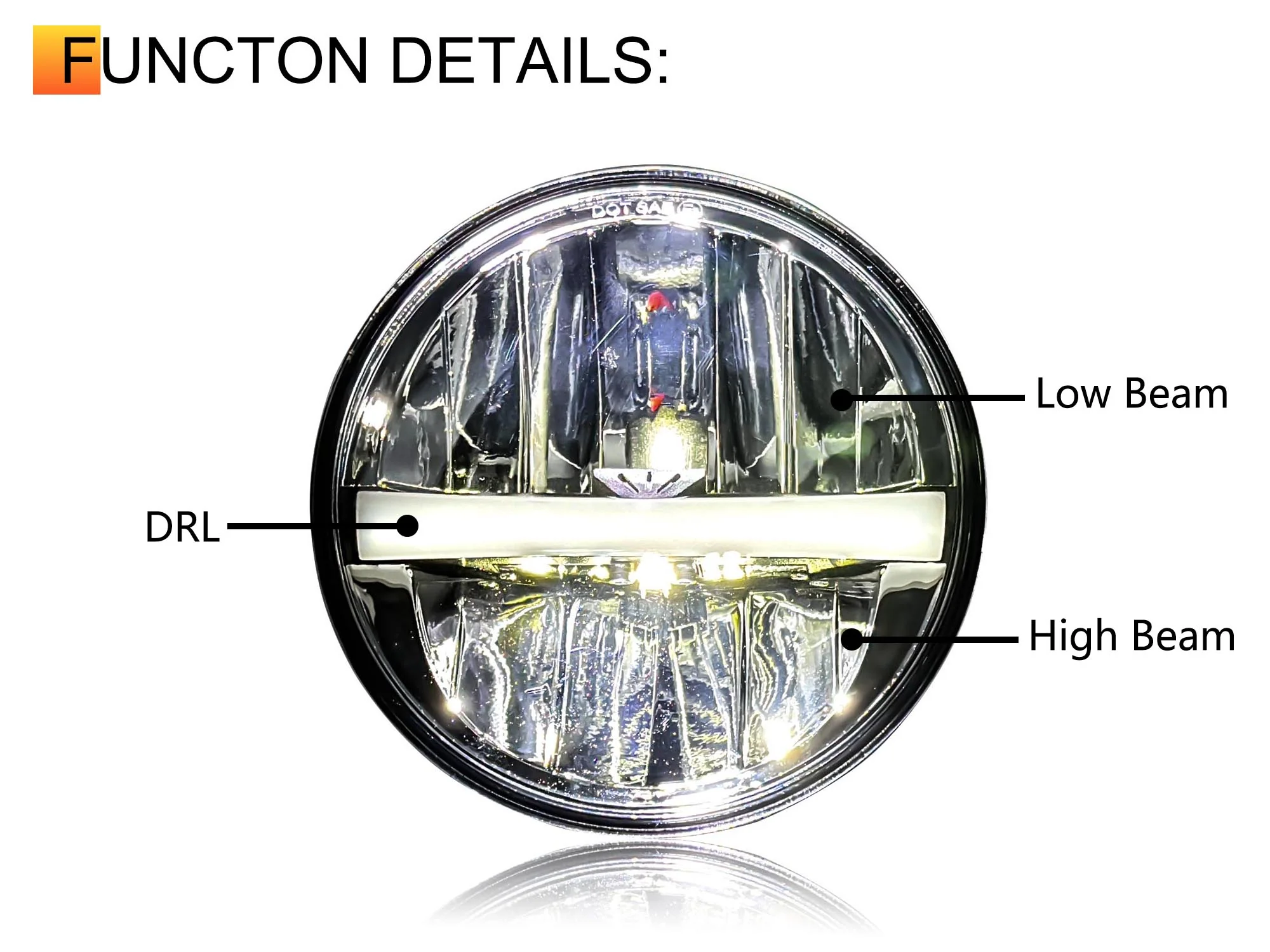 5-3/4” Round LED Headlight Hi/Lo Beam + Halo for Harley, Honda, Yamaha, Indian, Bobber - Image 12