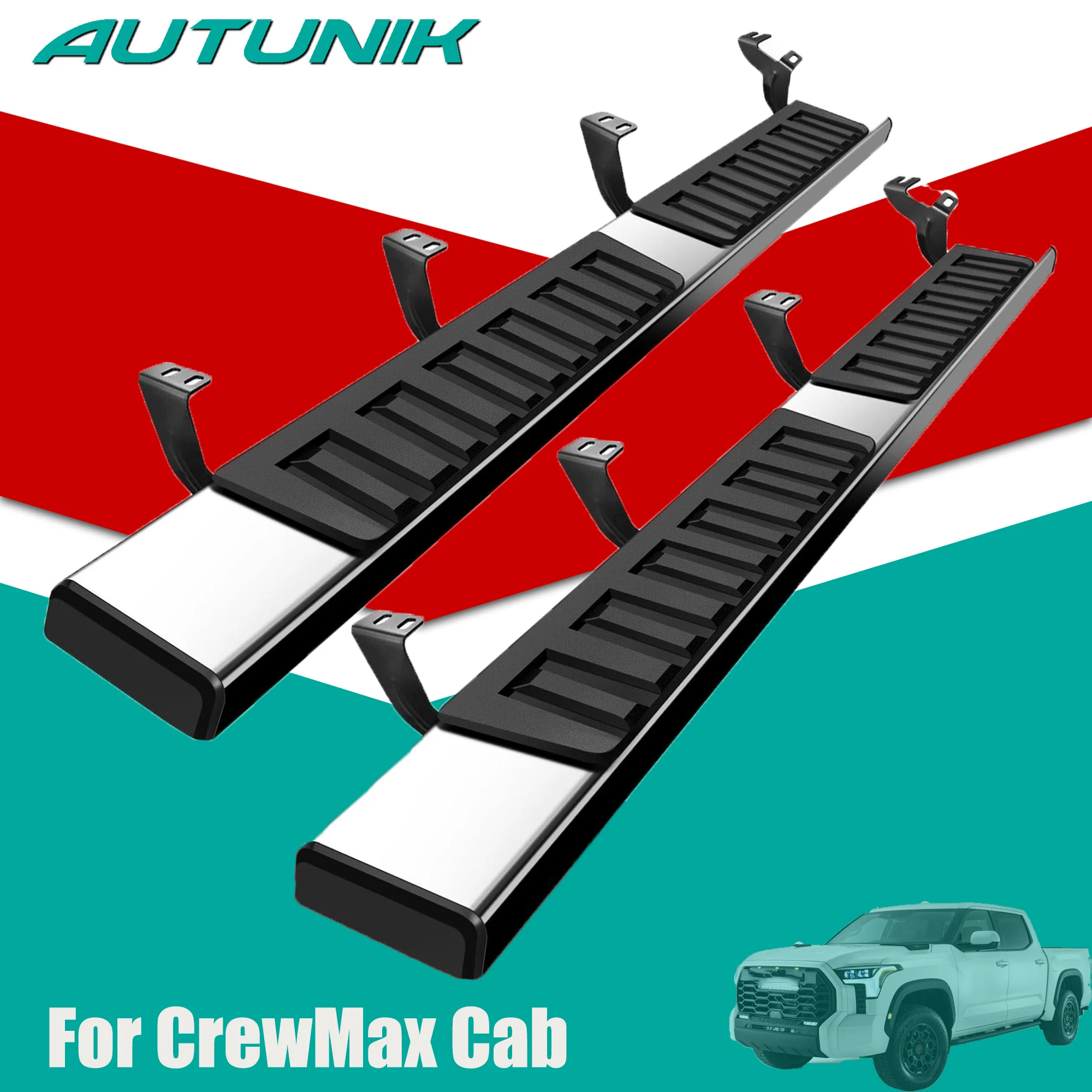 6" Running Board For 2022-2026 Toyota Tundra CrewMax Side Step Nerf Bars