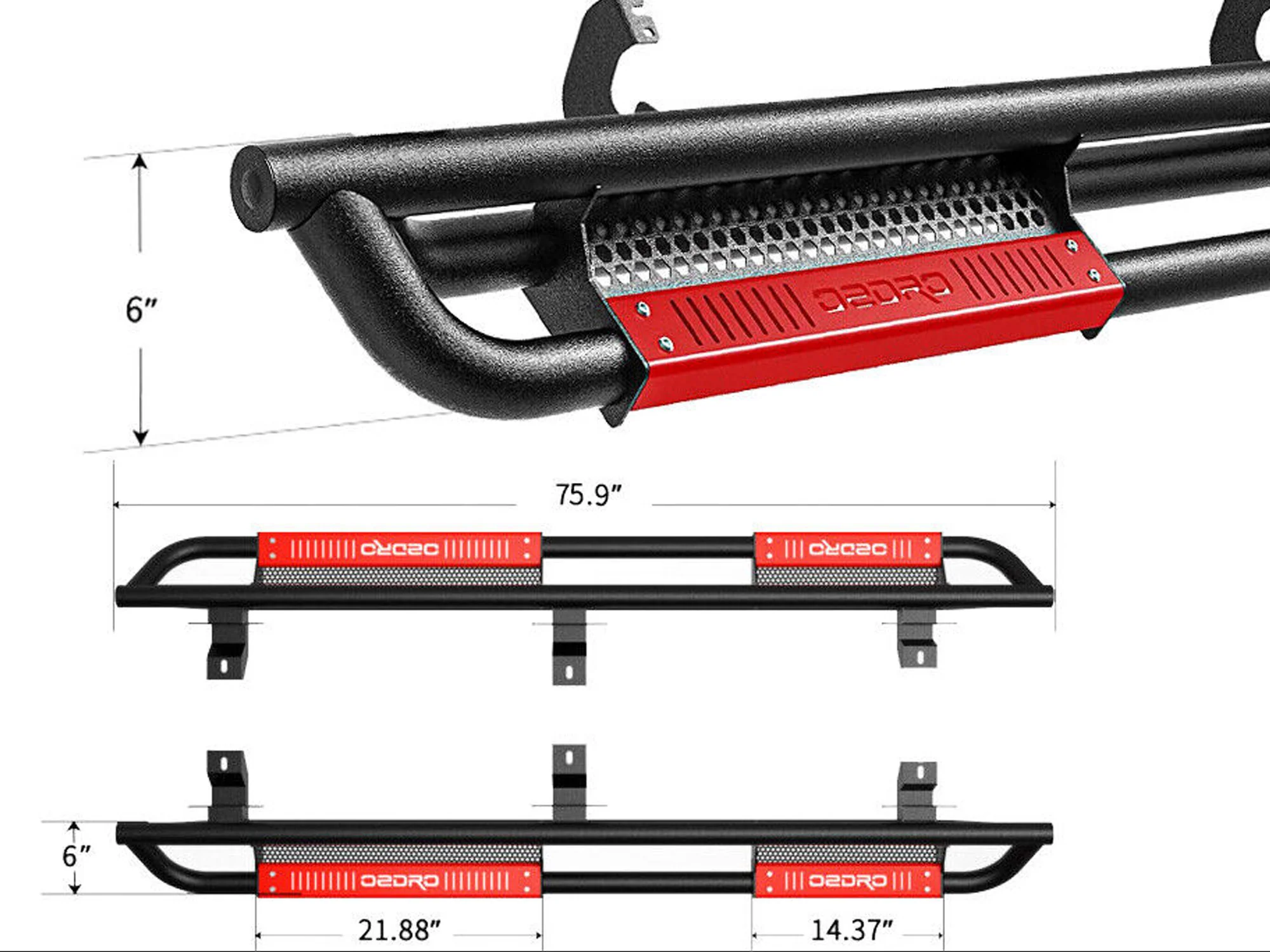 6'' Running Boards for 2022-2026 Toyota Tundra Double Cab 6" Bars Side Step - Image 6