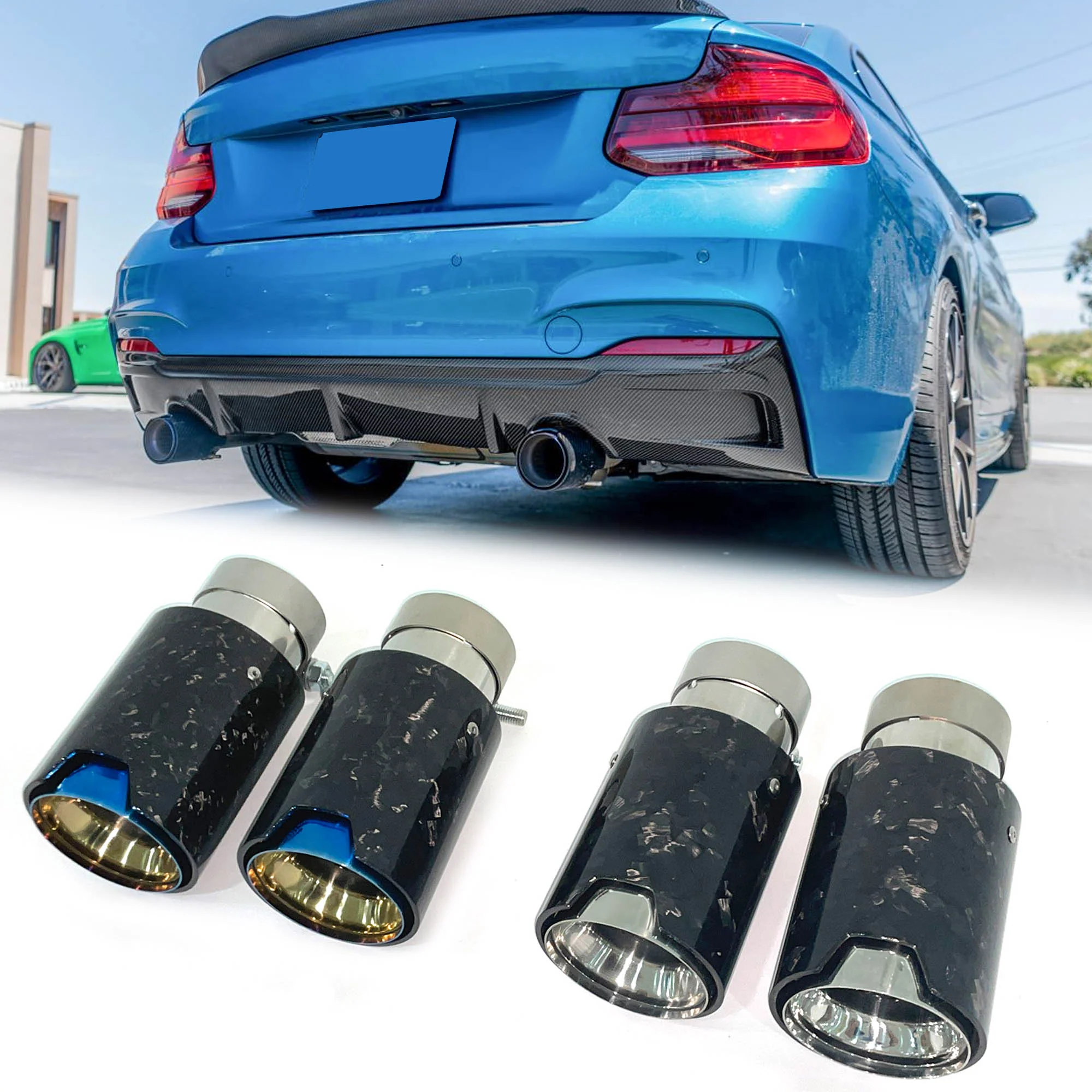65mm Inlet Forged Carbon Steel Exhaust Tips Muffler Tailpipes