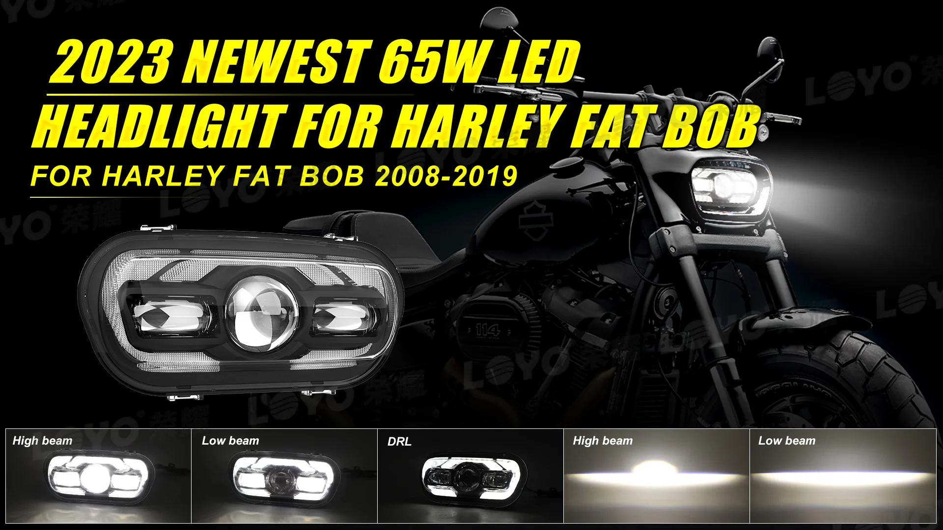 65W LED DRL Headlight Dual Front Lamps for Softail Fat Bob / Fat Bob 114 FXFBS - Image 6