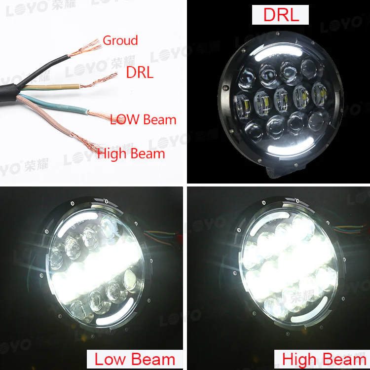 7 Inch LED Work Light Bar DRL Round Combo For Driving Offroad Truck - Image 3