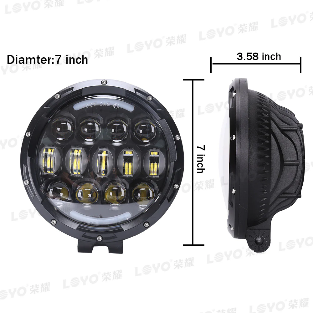 7 Inch LED Work Light Bar DRL Round Combo For Driving Offroad Truck - Image 4