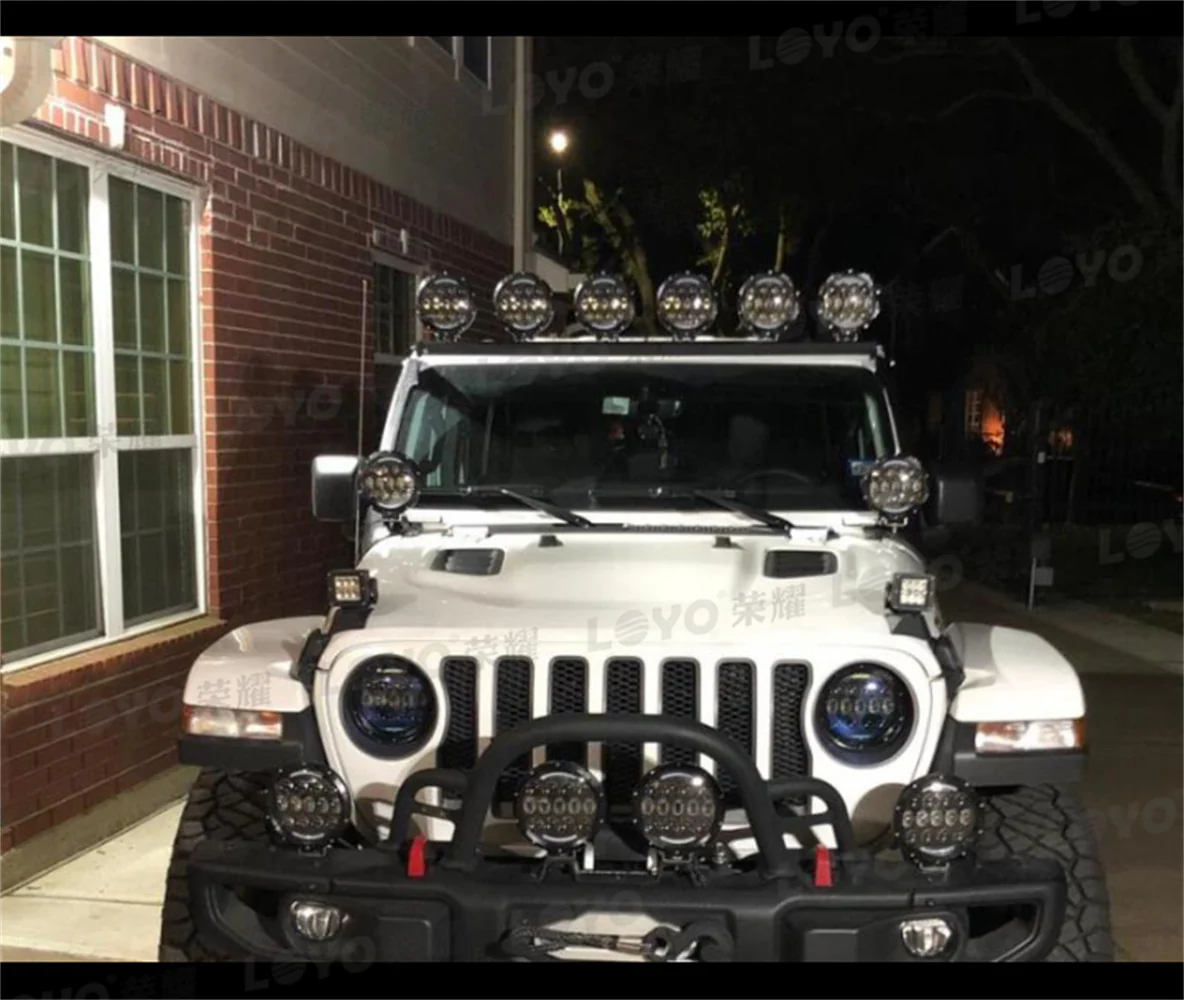 7 Inch LED Work Light Bar DRL Round Combo For Driving Offroad Truck - Image 6