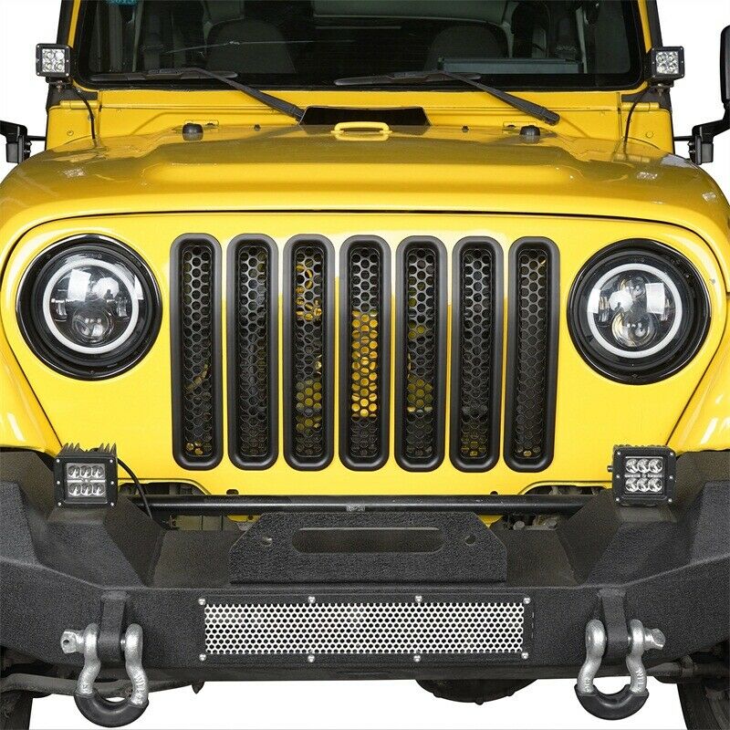 7PCS Front Grille Insert Mesh Grill Chip for Jeep Wrangler TJ 1997-2006 - Image 2