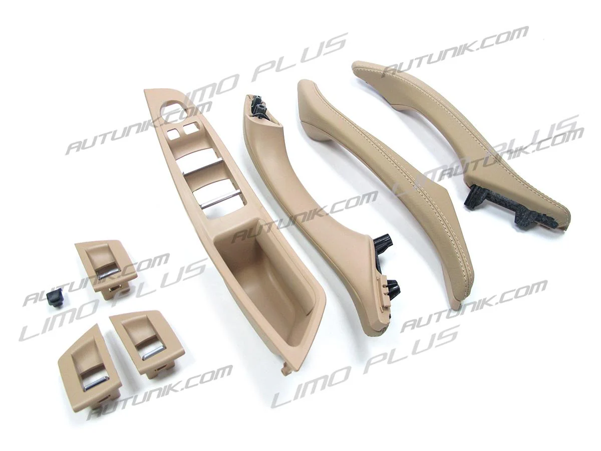 7pcs Beige Leather Door Handle Trim for BMW 5 Series F10 F11 2010–2016 Interior Set - Image 13