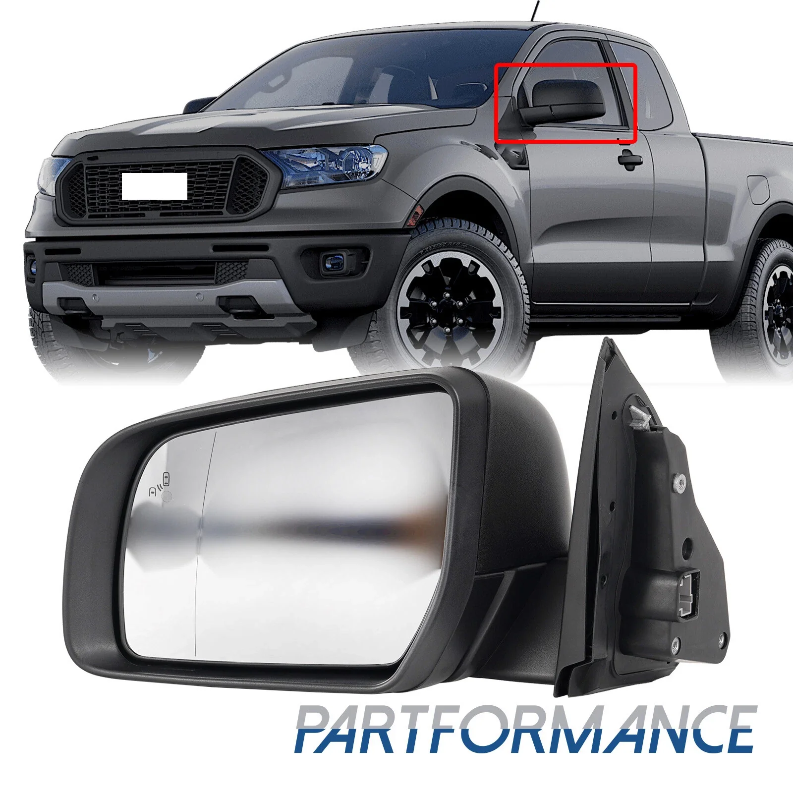 7PIN Driver Left Side Mirror w/ Blind Spot Power Fold Non-Heat For 2019-2022 Ford Ranger