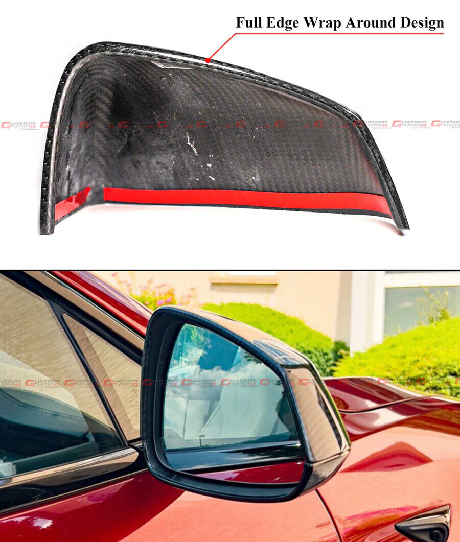 Add-On Real Carbon Fiber Mirror Cover Caps fit for 2021-2023 Tesla Models S - Image 4