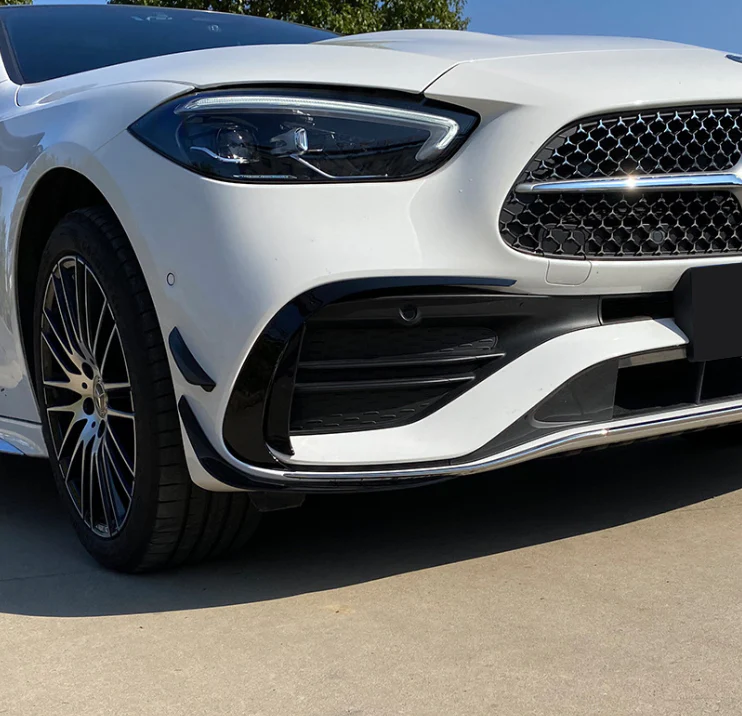 Gloss Black Front Splitter Side Flaps For Mercedes W206 Sedan C200 C300 C43 AMG 2022-2024 - Image 3