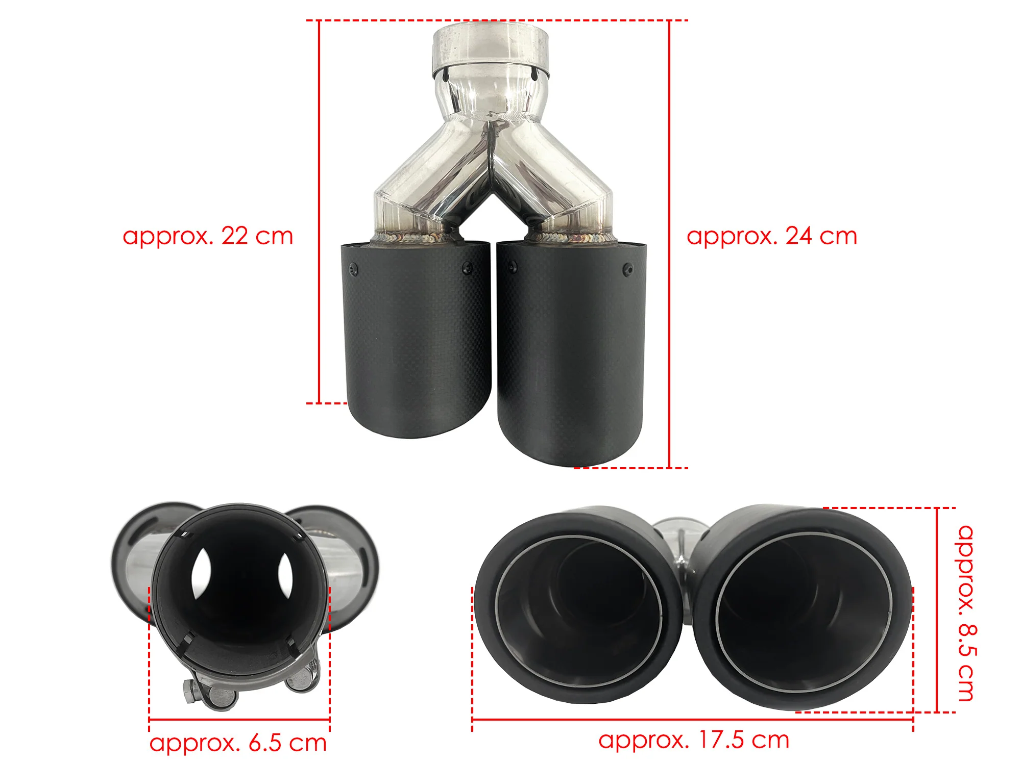 AK Style Matte Carbon Fiber Exhaust Tip Upgrade 65mm Inlet - Image 8
