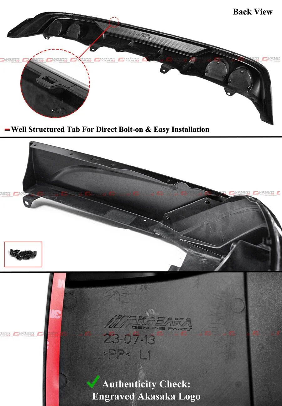 All Black Rear Bumper Diffuser w/ Corner Extensions for Honda Accord 2023-2026 - Image 3
