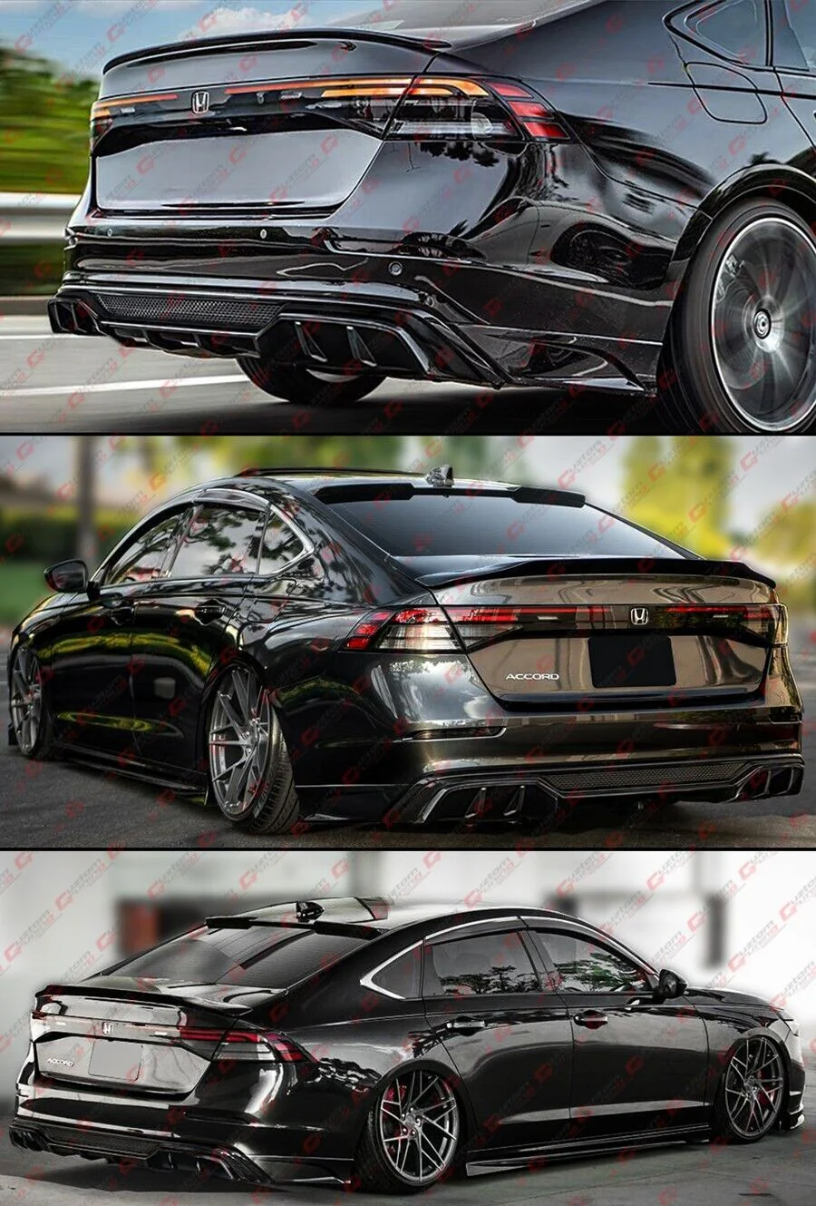 All Black Rear Bumper Diffuser w/ Corner Extensions for Honda Accord 2023-2026 - Image 6