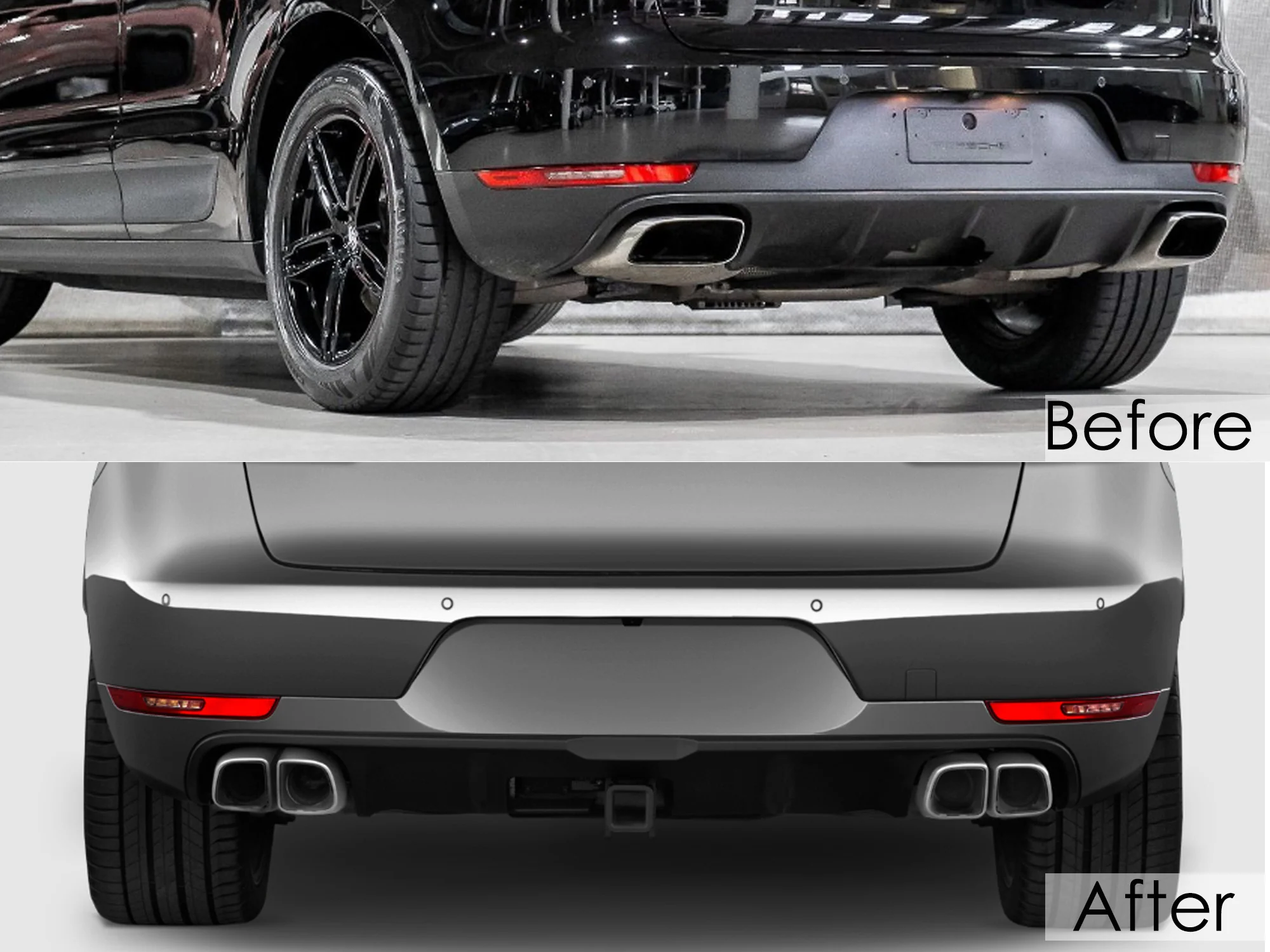 Square Exhaust Tips Muffler Pipe Black for Porsche Macan Base 2014-2018 - Image 3