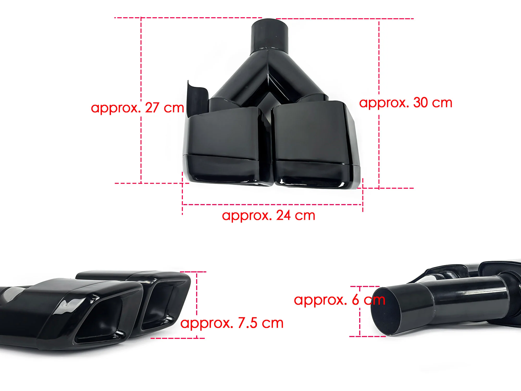 Black Quad Exhaust Tip Muffler Pipe Replace For Mercedes W204 W221 W212 W218 - Image 13