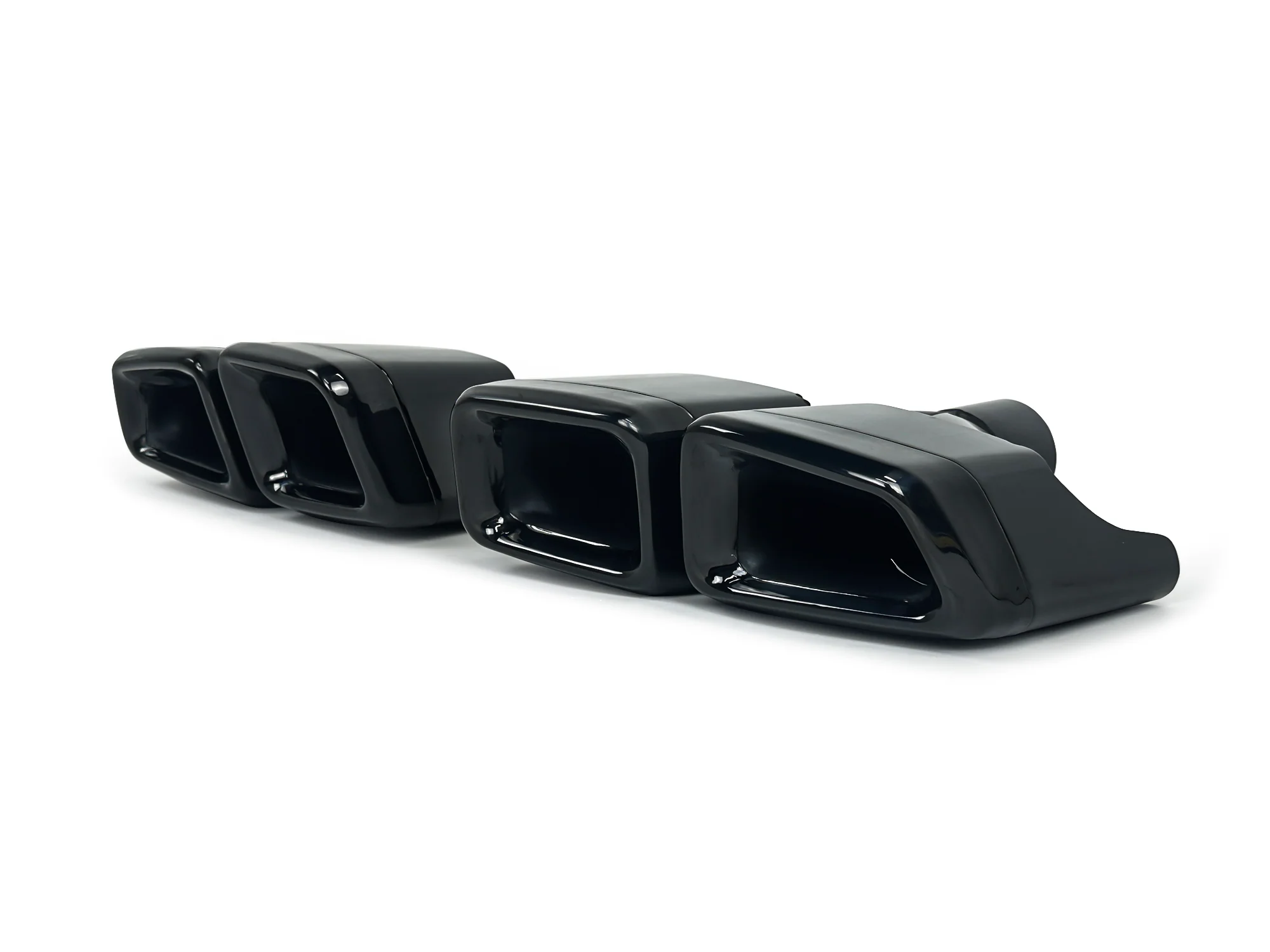 Black Quad Exhaust Tip Muffler Pipe Replace For Mercedes W204 W221 W212 W218 - Image 6