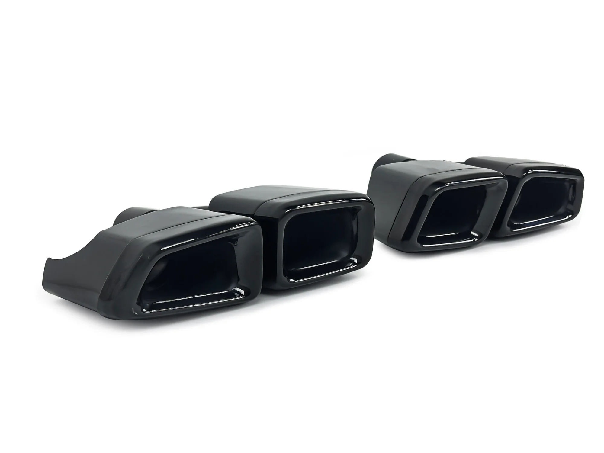 Black Quad Exhaust Tip Muffler Pipe Replace For Mercedes W204 W221 W212 W218 - Image 7