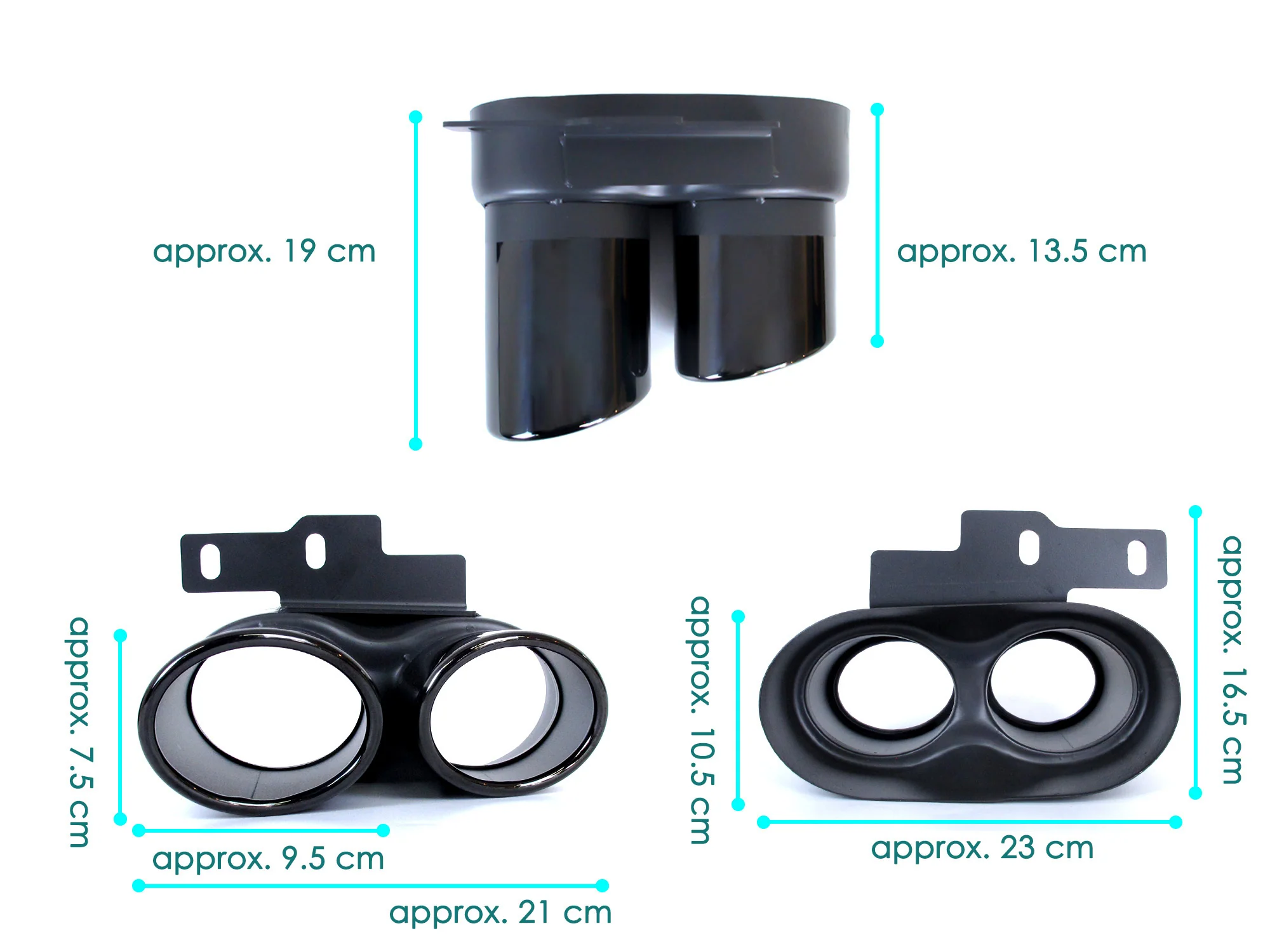 63mm Inlet Exhaust Tips Muffler Black For AUDI A6 C8 A7 2019-2024 Refit to S6 S7 - Image 15