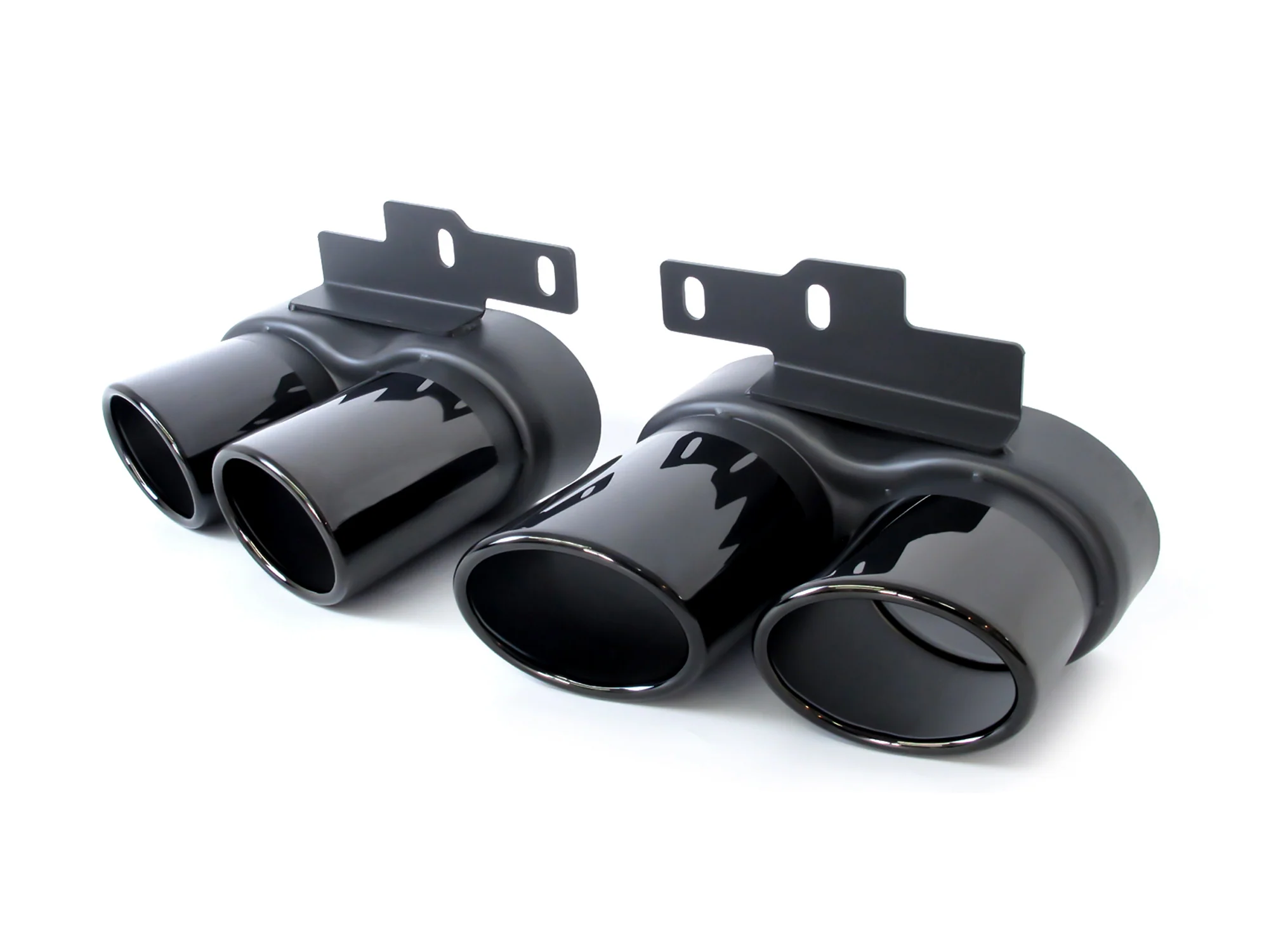 63mm Inlet Exhaust Tips Muffler Black For AUDI A6 C8 A7 2019-2024 Refit to S6 S7 - Image 8