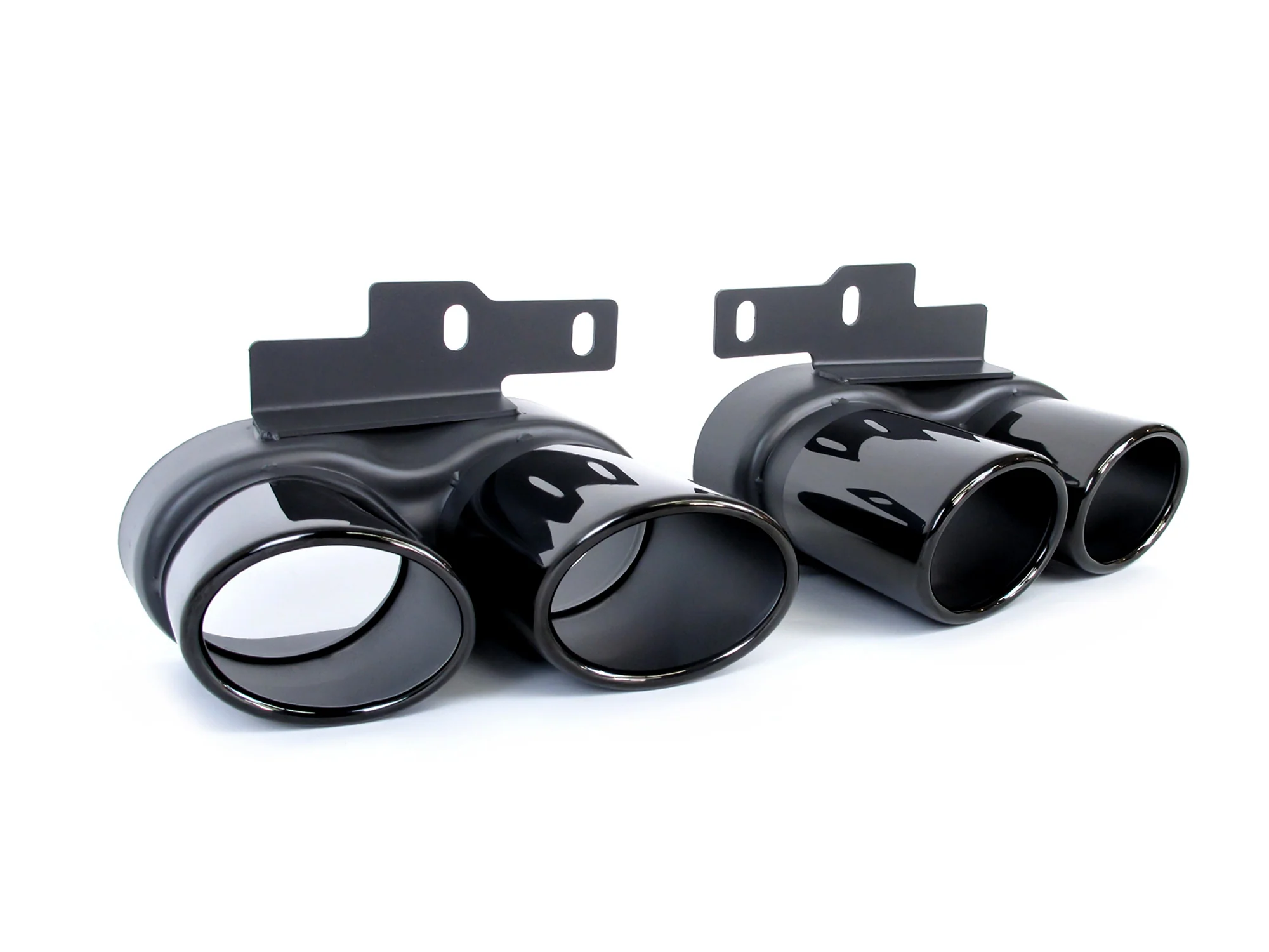 63mm Inlet Exhaust Tips Muffler Black For AUDI A6 C8 A7 2019-2024 Refit to S6 S7 - Image 9