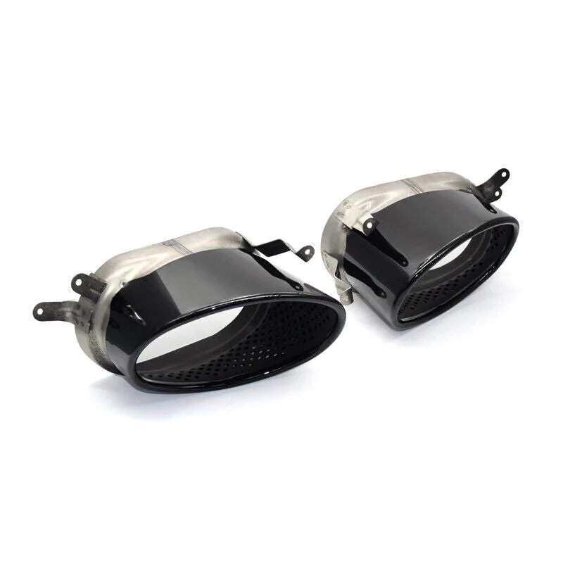 Black Exhaust Tips Muffler For AUDI A4 A5 A6 A7 Refit To RS3 RS4 RS6 RS7 - Image 3