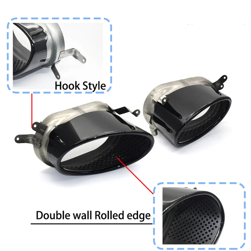 Black Exhaust Tips Muffler For AUDI A4 A5 A6 A7 Refit To RS3 RS4 RS6 RS7 - Image 6