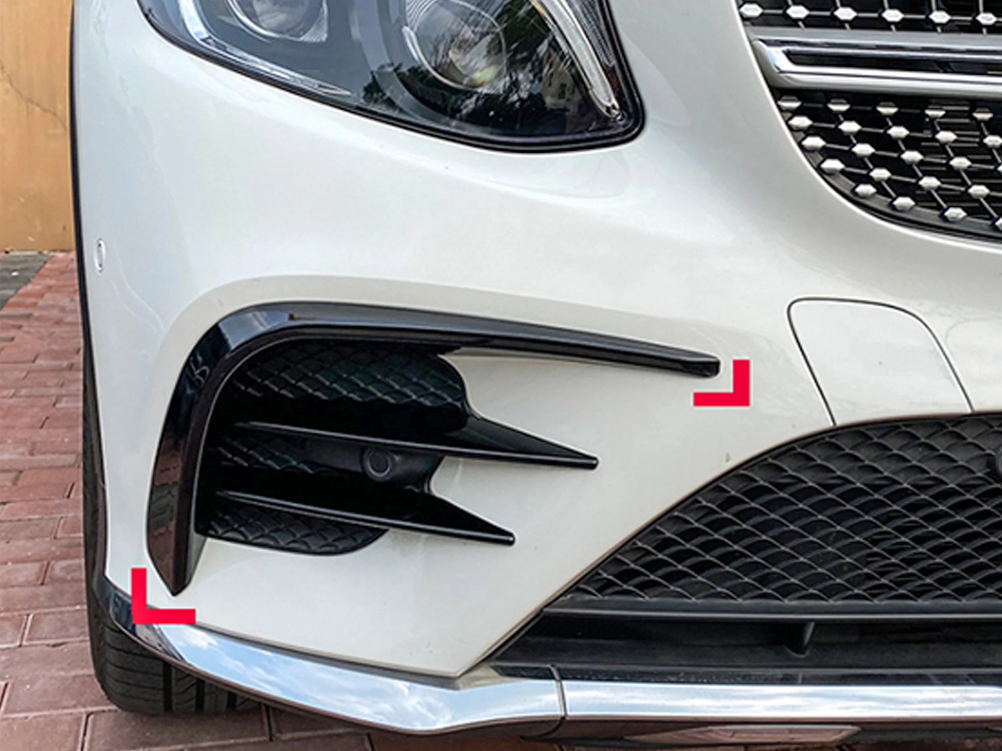Black Front Canards Splitter Air Vent Trim for Mercedes GLC X253 C253 AMG 2016-2018 2019 pz109 - Image 3