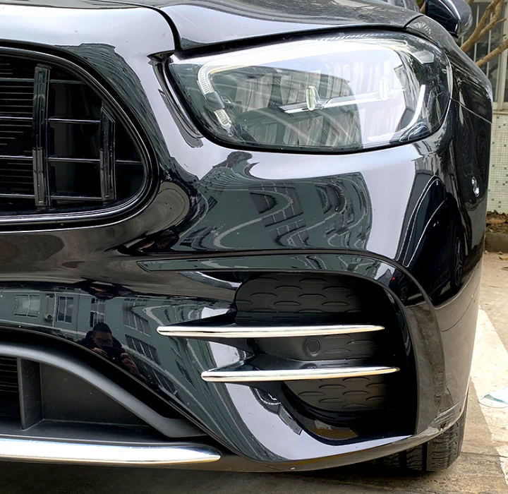 Black Front Canards Splitter for Mercedes E Class W213 S213 C238 A238 AMG Line 2021-2023 - Image 2