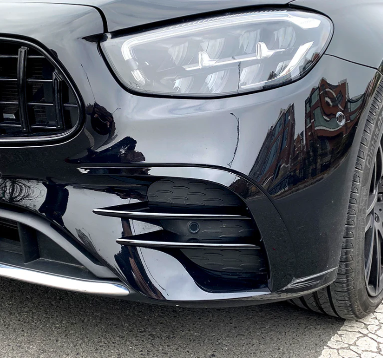 Black Front Canards Splitter for Mercedes E Class W213 S213 C238 A238 AMG Line 2021-2023 - Image 3
