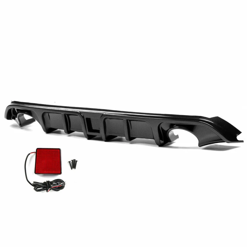Carbon Fiber Look Rear Diffuser w/ LED Light fits Infiniti Q60 2017-2022 (NOT REAL CARBON) - Image 11