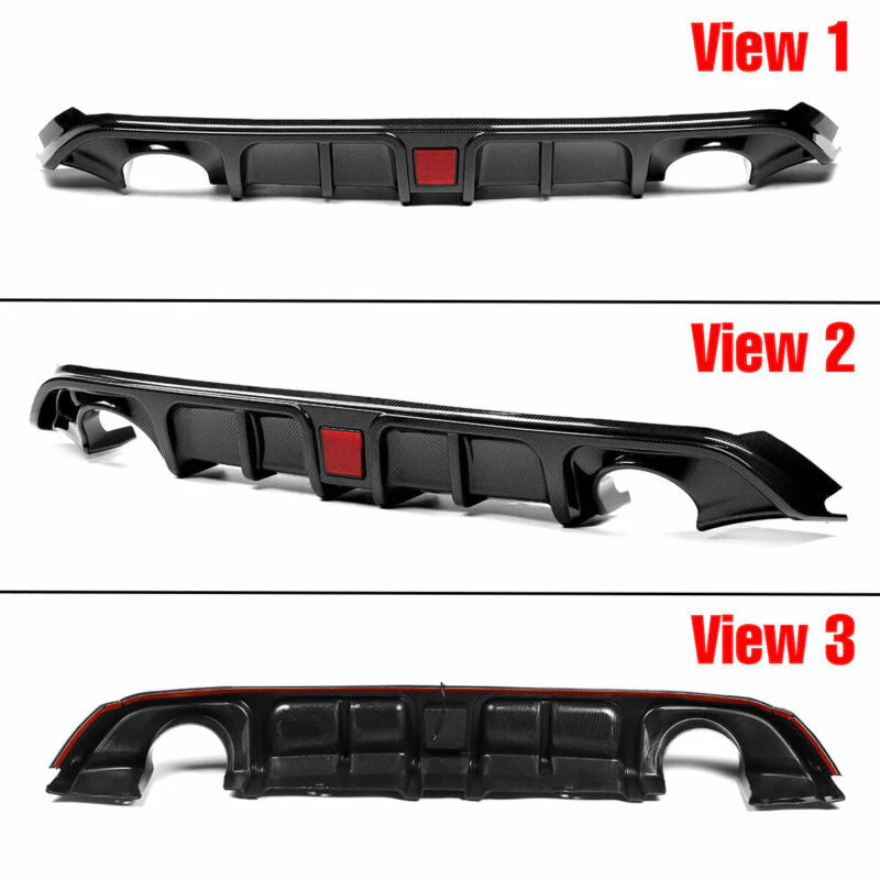 Carbon Fiber Look Rear Diffuser w/ LED Light fits Infiniti Q60 2017-2022 (NOT REAL CARBON) - Image 3
