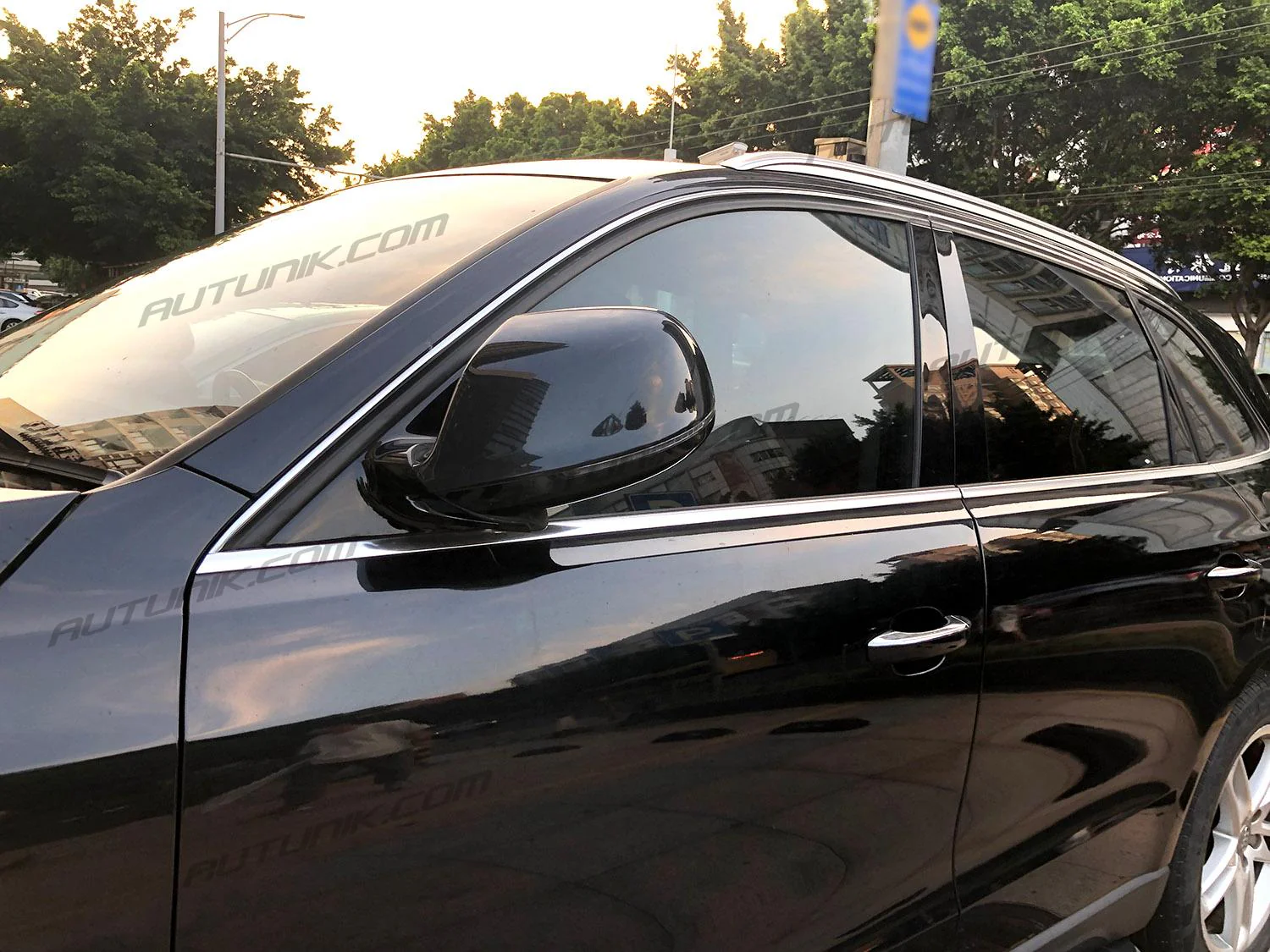 Pair Gloss Black Mirror Cover Caps For 2009-2017 AUDI Q5 SQ5 Q7 w/ Side Lane Assist mc64 - Image 4