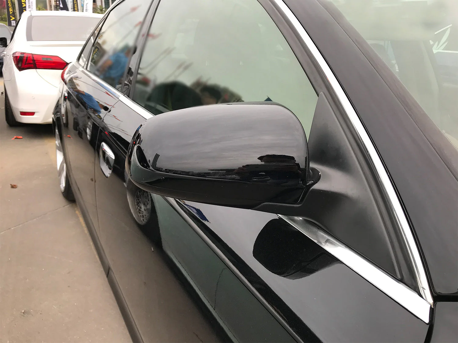 Pair Gloss Black Side Mirror Cover Caps Replace For AUDI A4 B7 B6 2002-2008 mc53 - Image 3