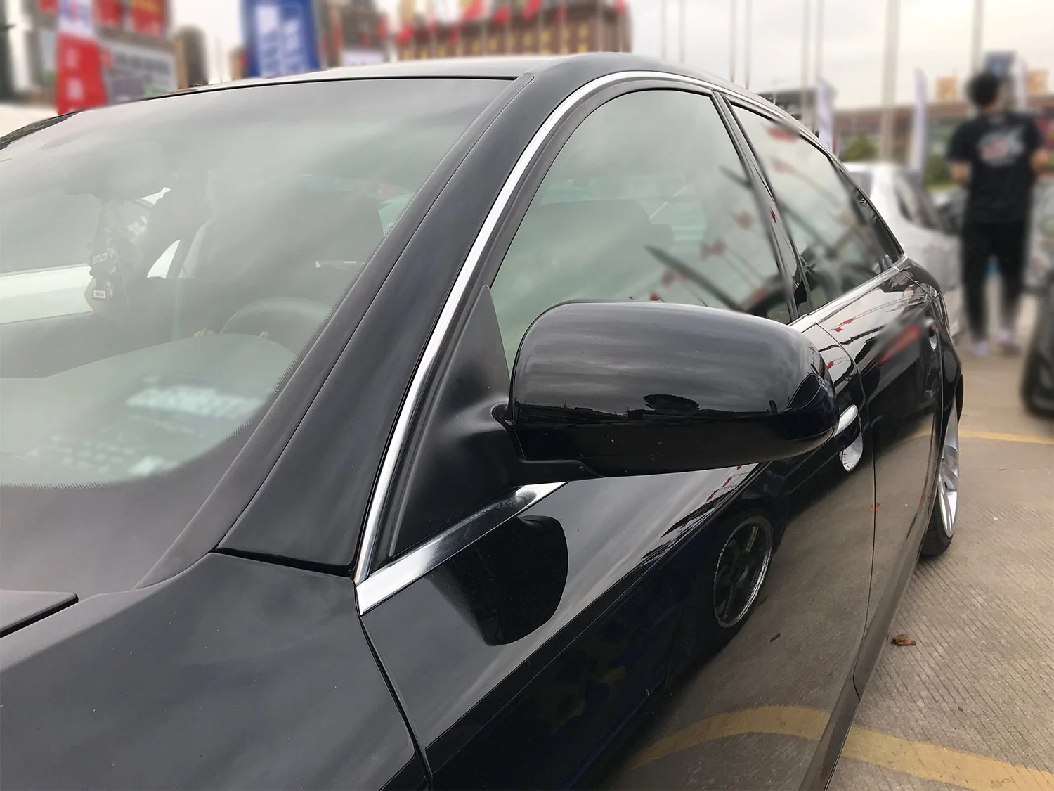 Pair Gloss Black Side Mirror Cover Caps Replace For AUDI A4 B7 B6 2002-2008 mc53 - Image 4