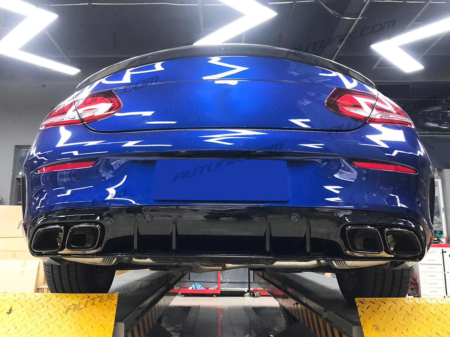 Rear Diffuser + Black Exhaust Tips For Mercedes W205 Coupe AMG Sport 2015-2021 di18 - Image 3