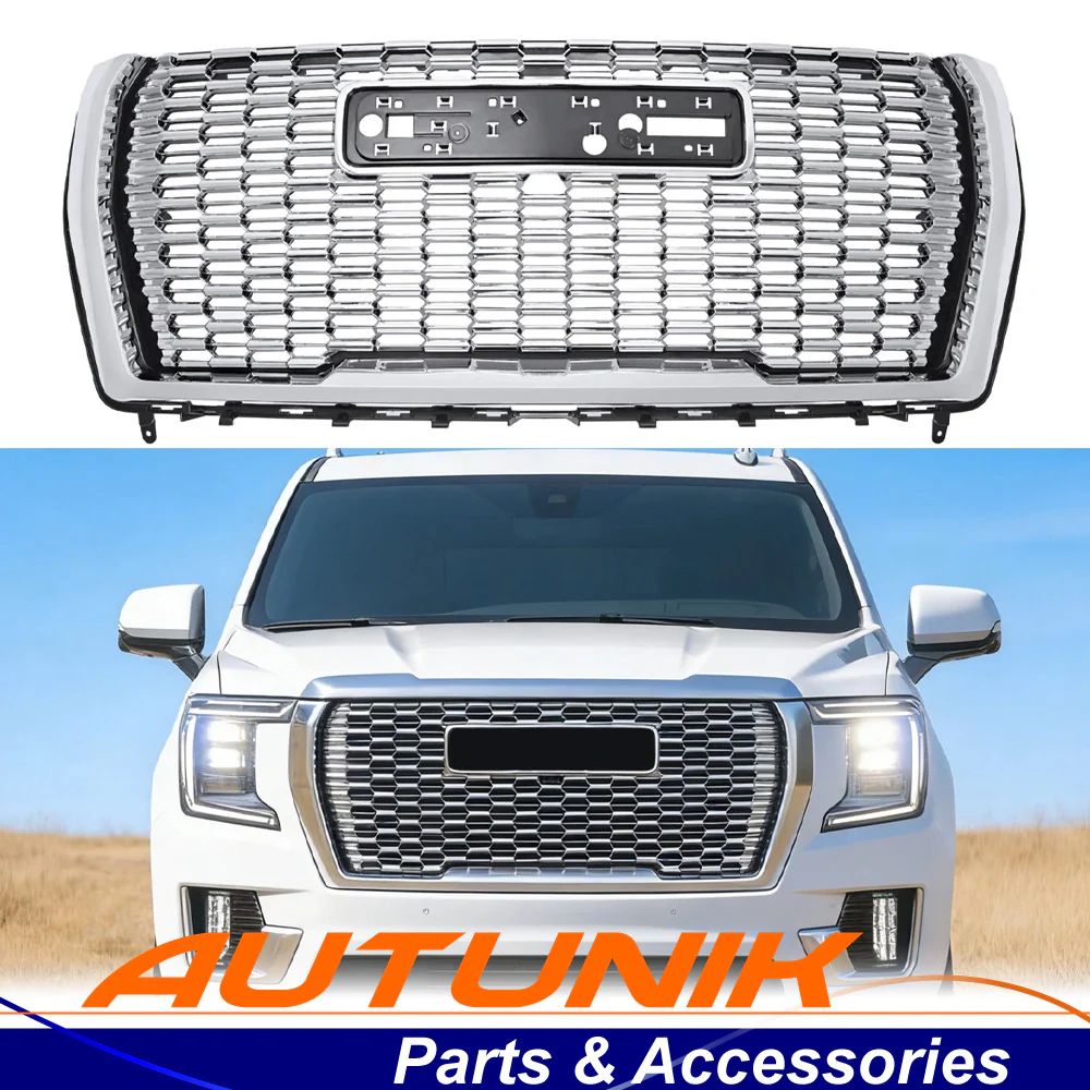 Front Hood Bumper Grille Chrome Fits GMC Yukon/Yukon XL 2021-2024 DL-Style