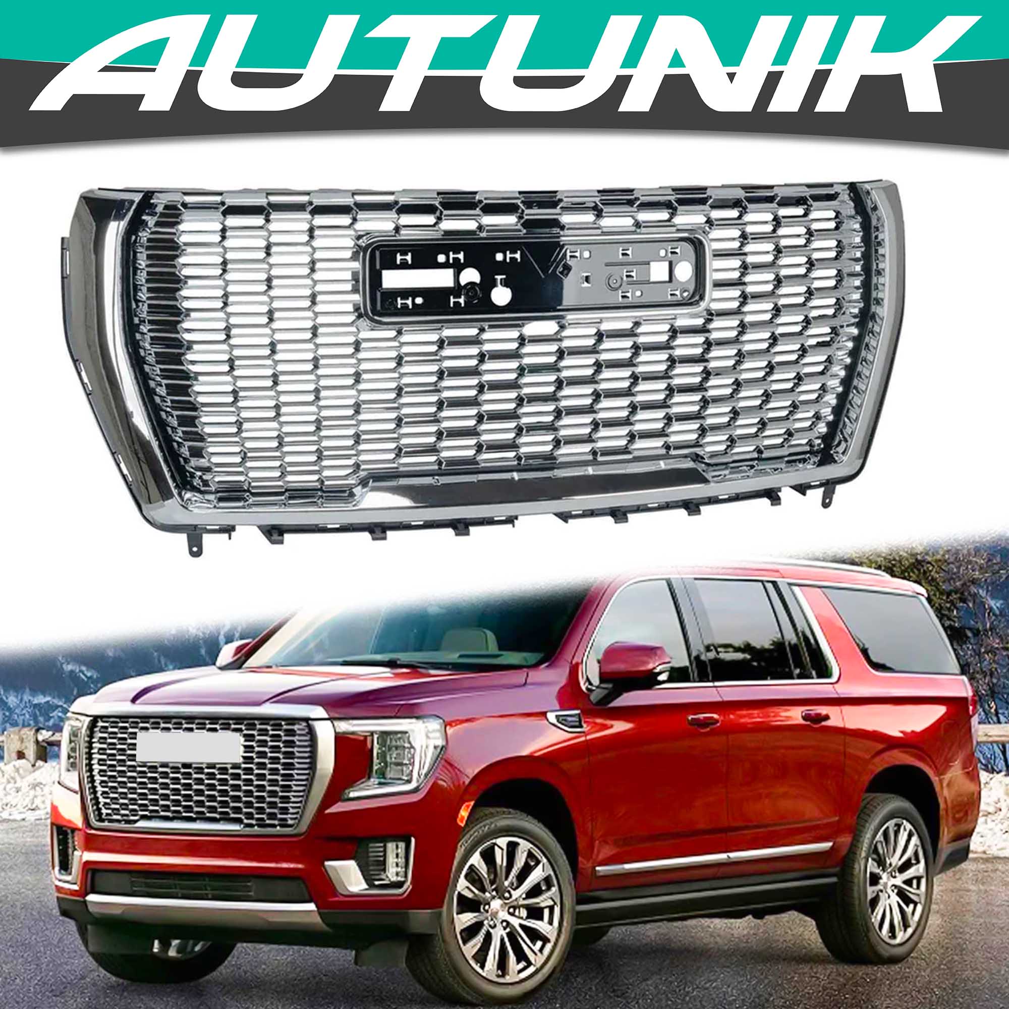 Front Hood Bumper Grille Chrome Fits GMC Yukon/Yukon XL 2021-2024 DL-Style - Image 2