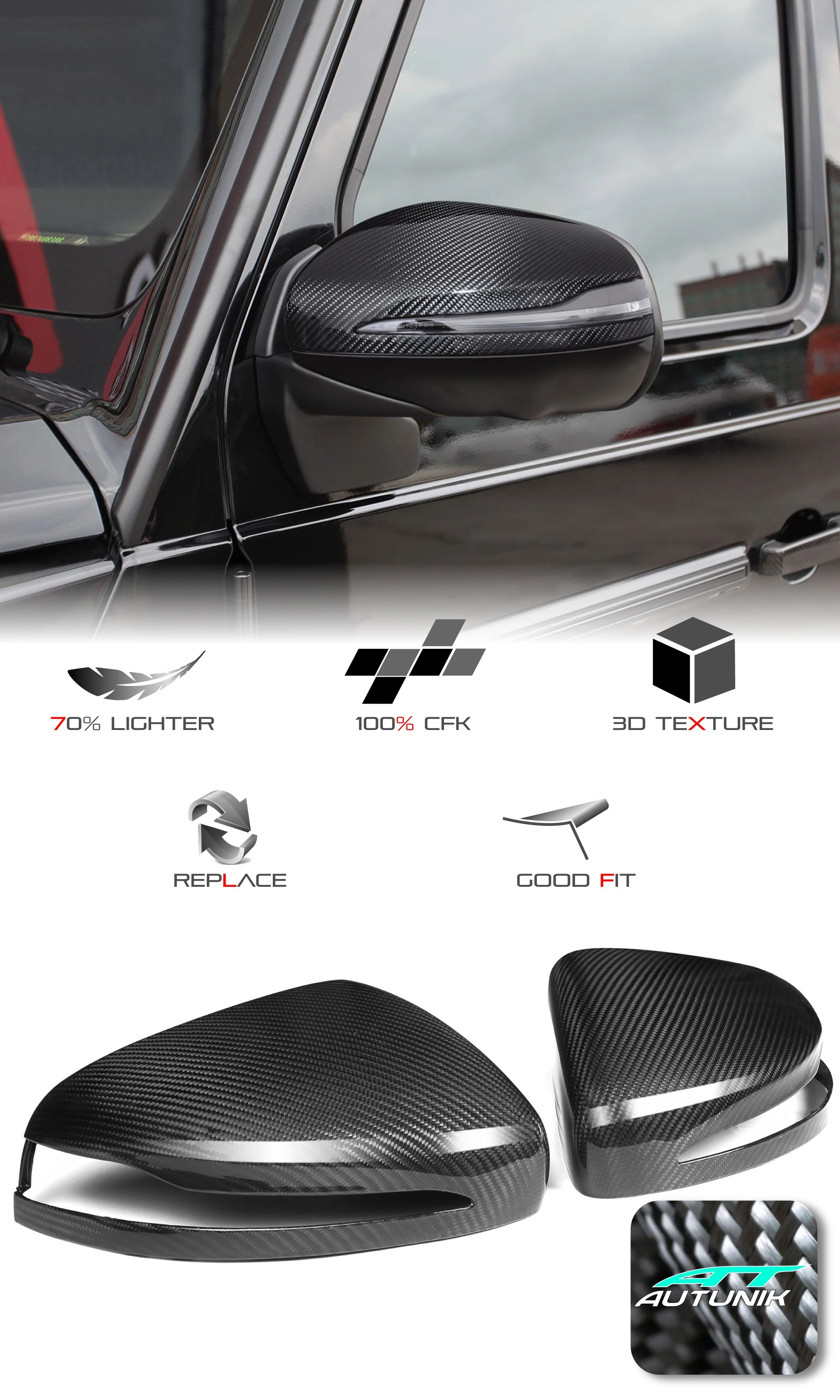 Dry Carbon Fiber Mirror Covers Replace for Mercedes G-Class W464 GLE W167 GLS X167 2020+ mc156 - Image 3