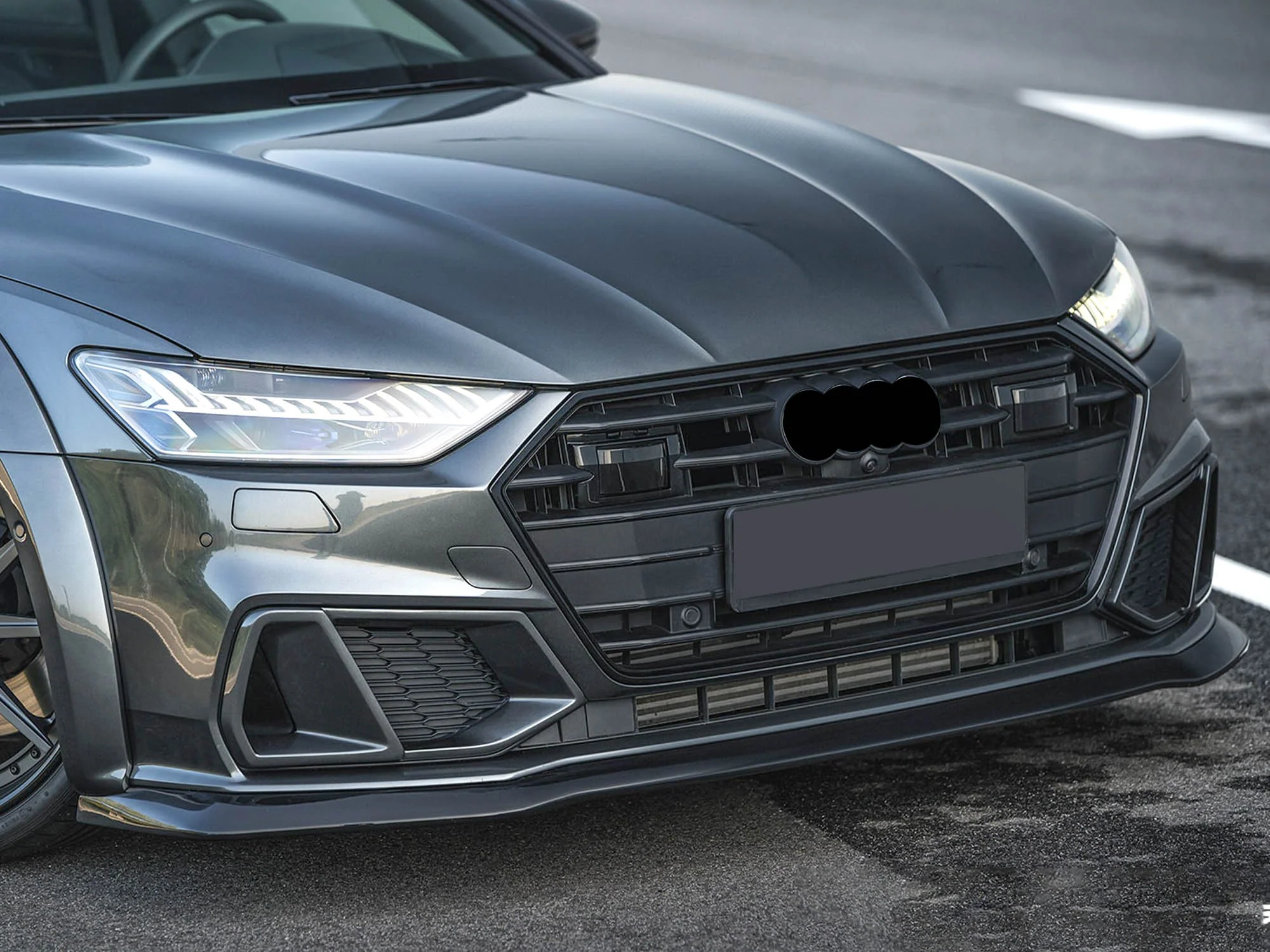 Front Bumper Fog Light Grille Cover Black For AUDI A7 C8 Sportback 2019-2025 - Image 4