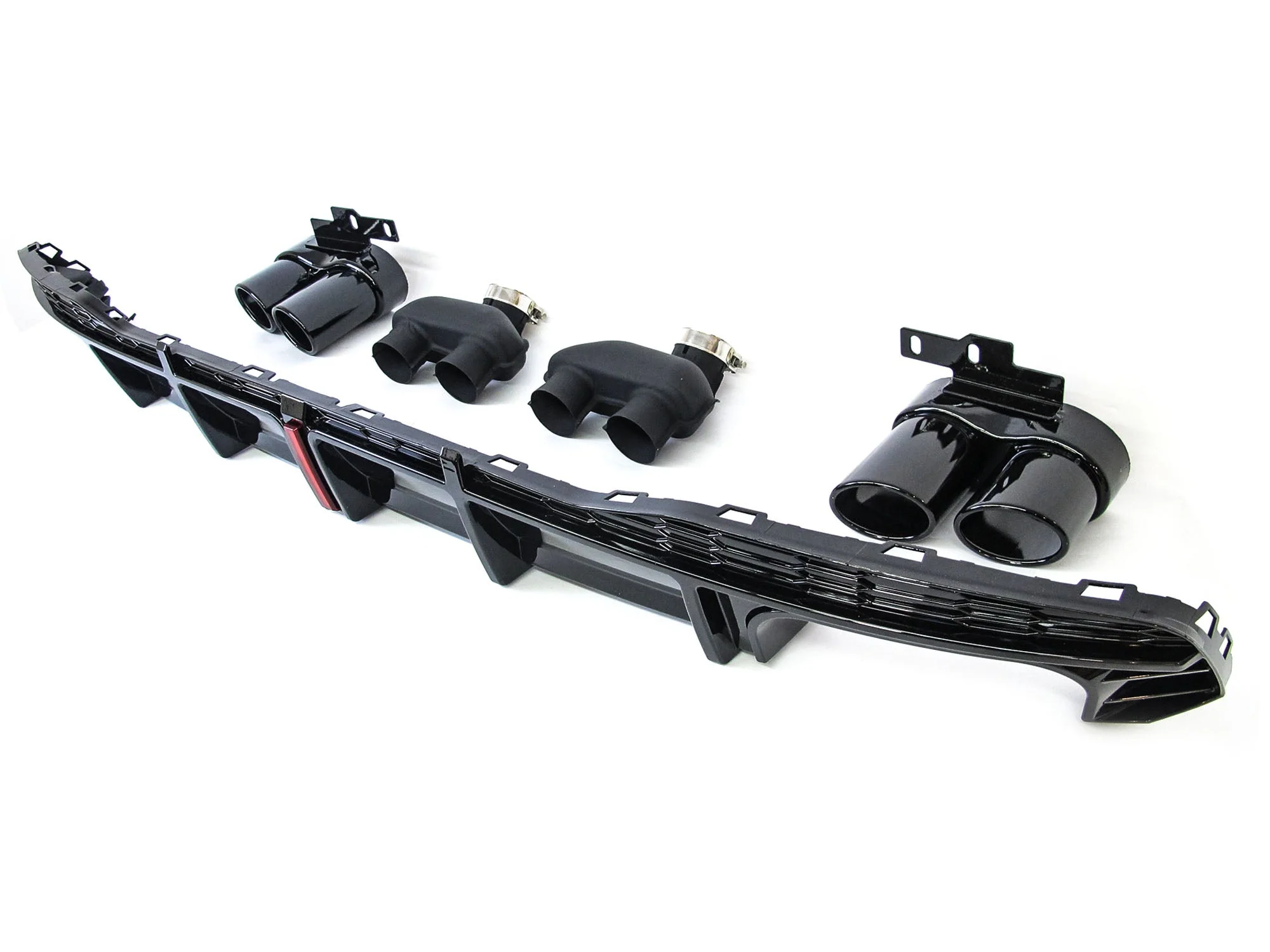 Gloss Black Rear Diffuser Exhaust Tips For AUDI A7 C8 S-line S7 2019-2024 di180 - Image 5