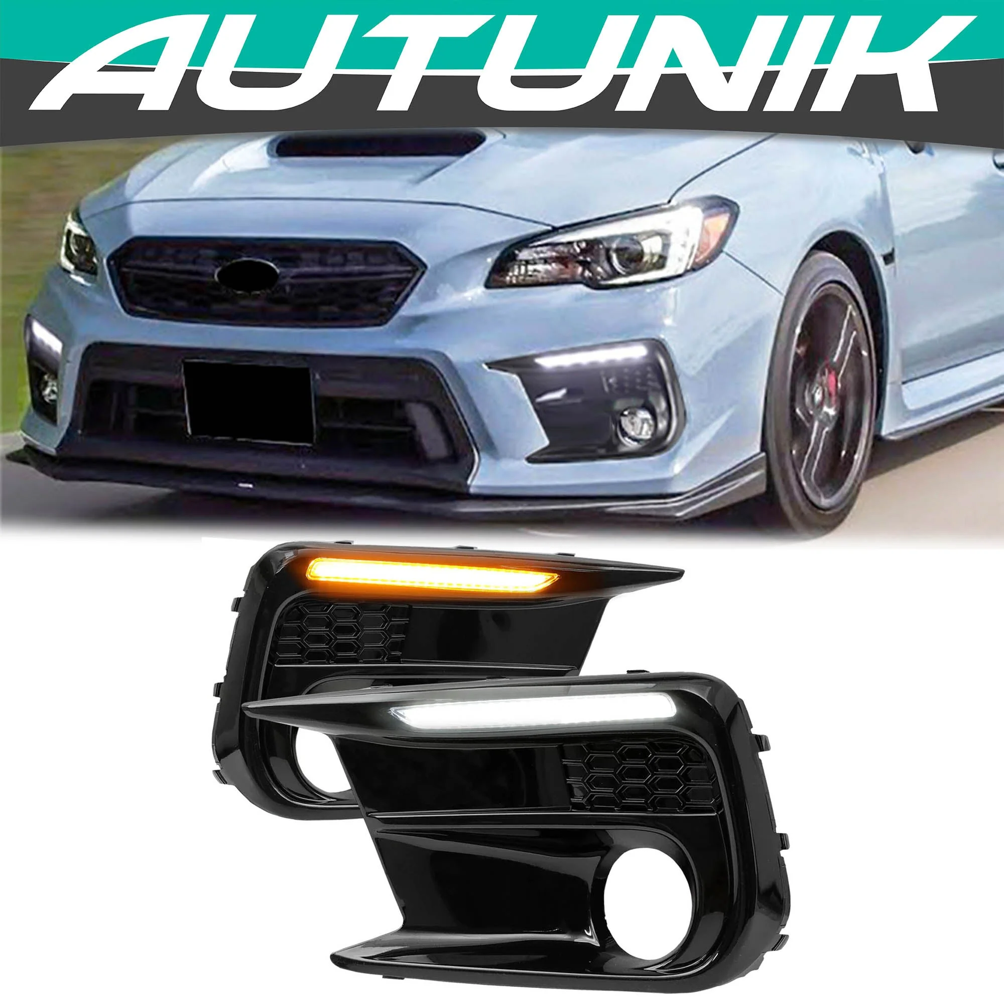 Switchback Sequential LED DRL Fog Light Cover Kit Bezel For Subaru WRX STI 2018-2021 - Image 2