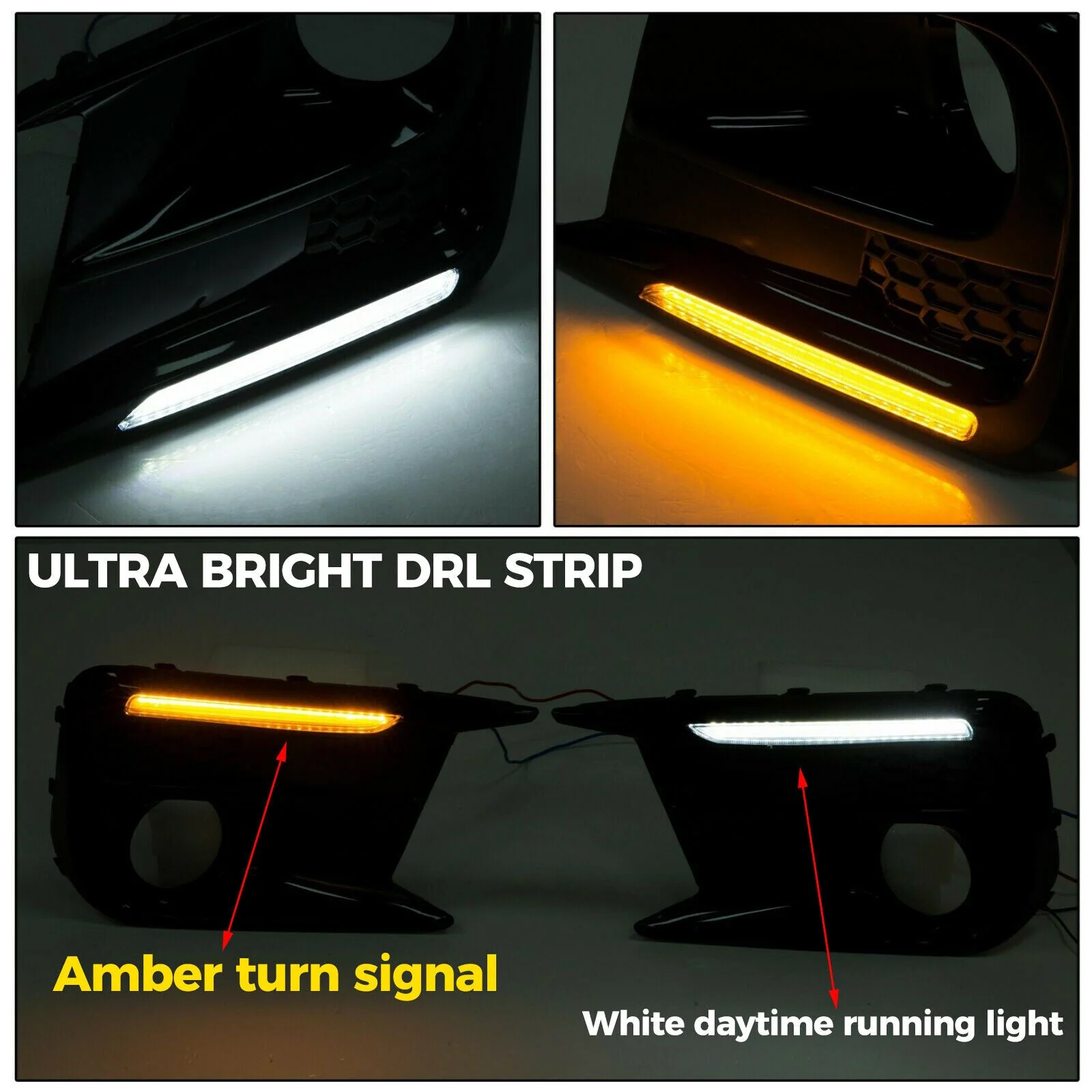 Switchback Sequential LED DRL Fog Light Cover Kit Bezel For Subaru WRX STI 2018-2021 - Image 3