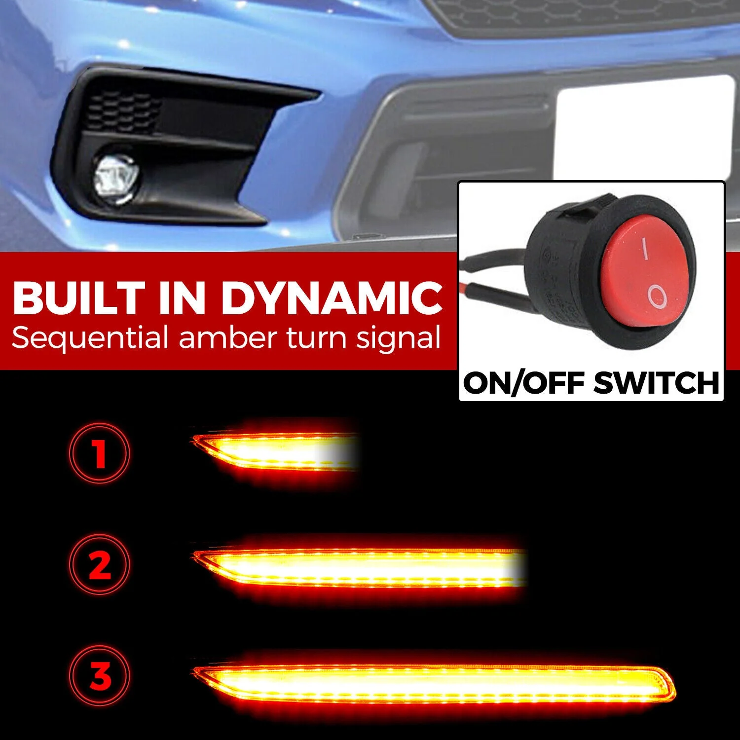 Switchback Sequential LED DRL Fog Light Cover Kit Bezel For Subaru WRX STI 2018-2021 - Image 4