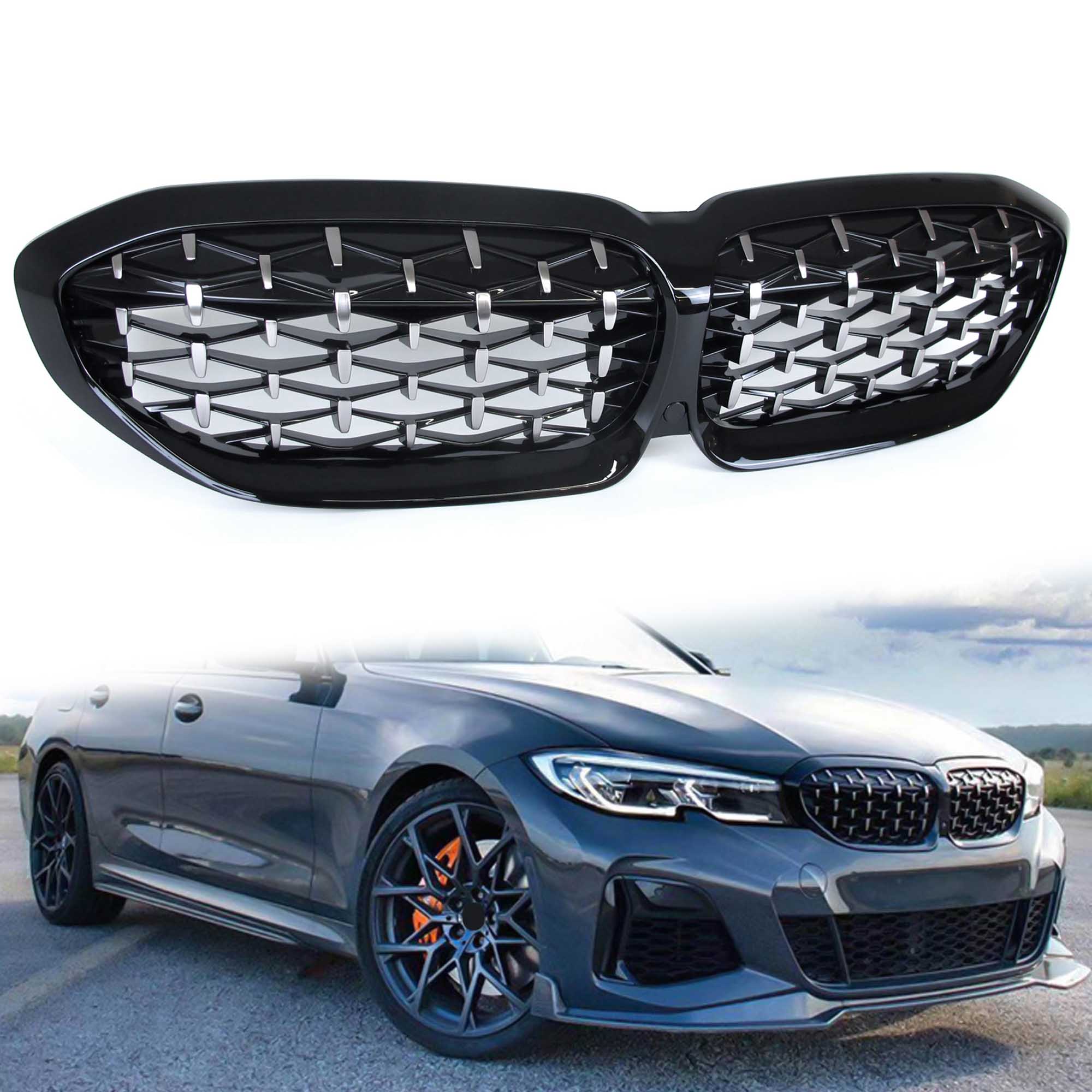 Silver Diamond Front Kidney Grill For BMW G20 3-Series M340i 2019 2020 2021 2022 - Image 11