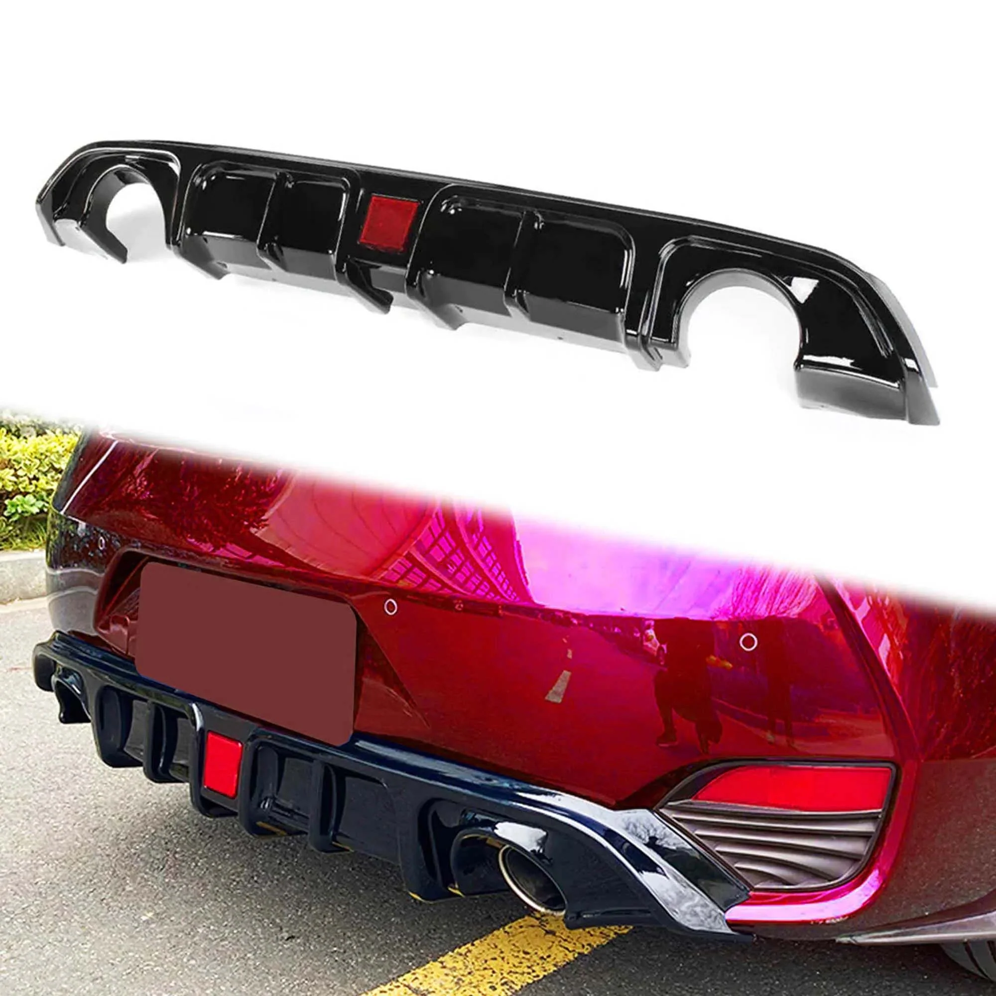 Glossy Black Rear Diffuser w/ LED Light fits Infiniti Q60 2017-2022