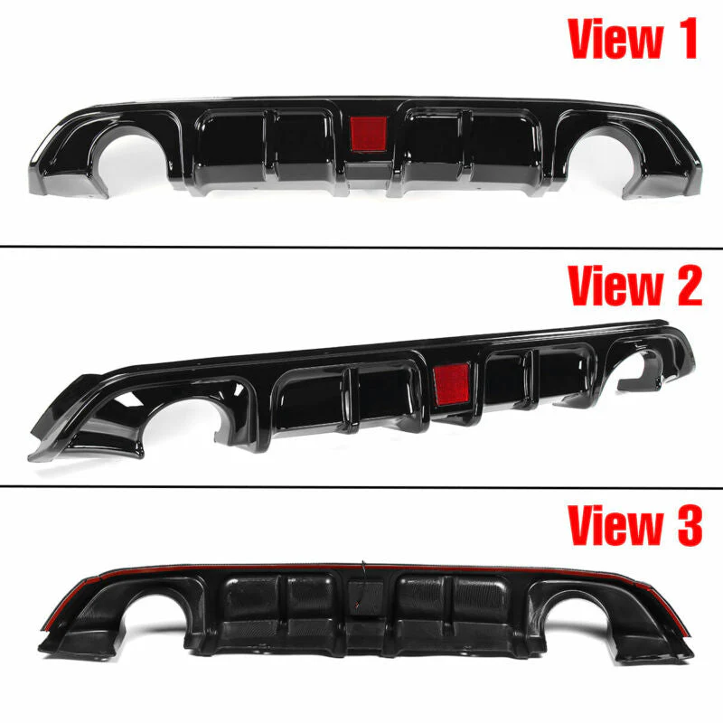 Glossy Black Rear Diffuser w/ LED Light fits Infiniti Q60 2017-2022 - Image 2