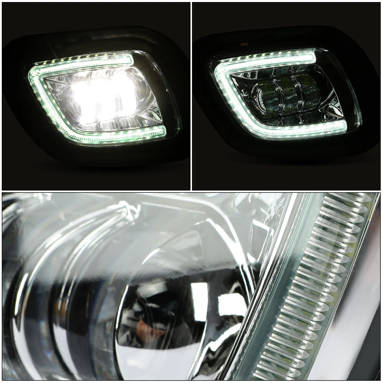 LED Fog Lights Chrome Housing w/ LED Halo For Freightliner Cascadia 2008-2017 - Image 10