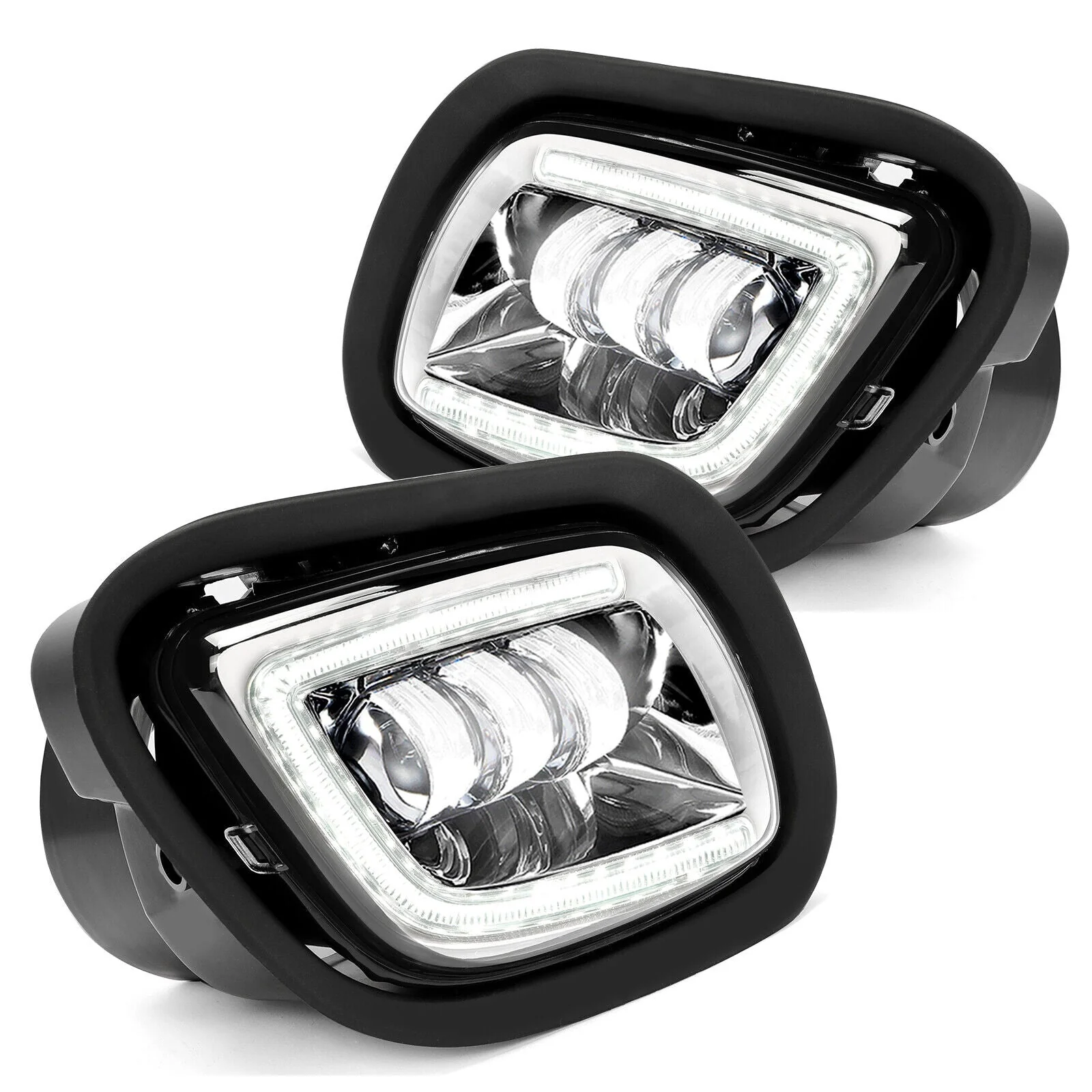 LED Fog Lights Chrome Housing w/ LED Halo For Freightliner Cascadia 2008-2017 - Image 3