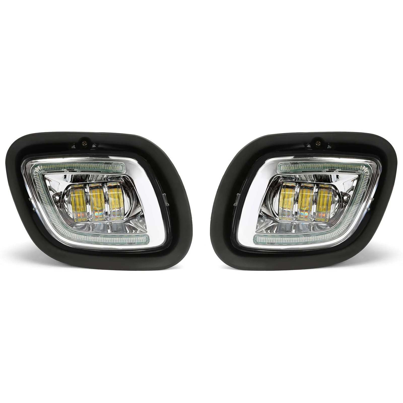 LED Fog Lights Chrome Housing w/ LED Halo For Freightliner Cascadia 2008-2017 - Image 5