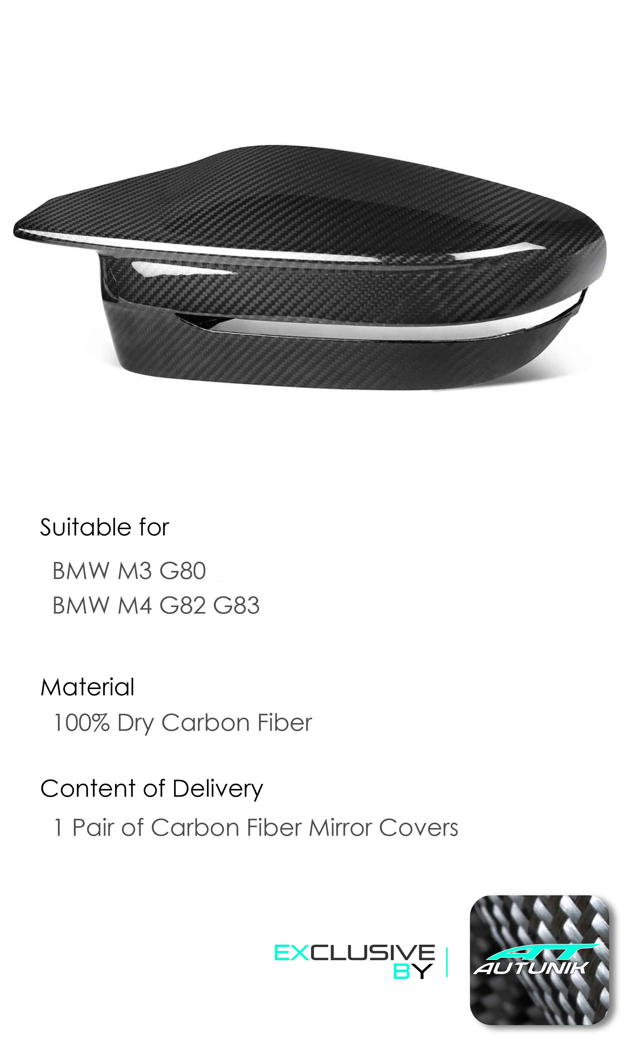 Dry Carbon Fiber Side Mirror Caps Replace For BMW M3 G80 M4 G82 G83 mc149 - Image 3