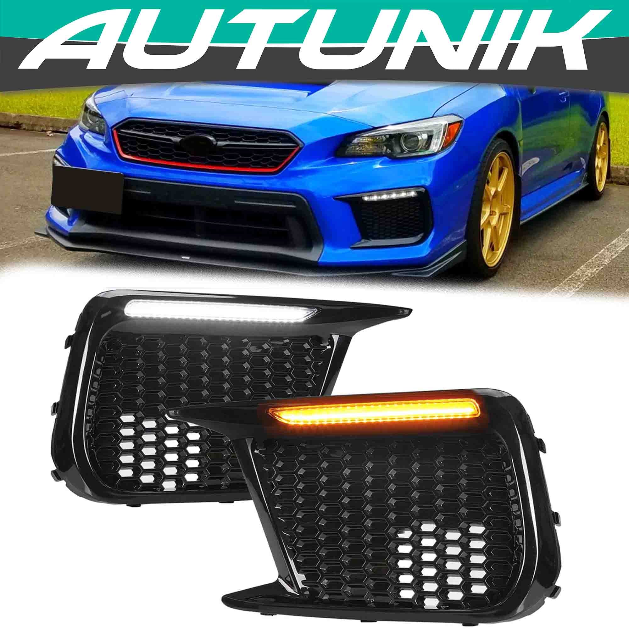For 2018-2021 Subaru WRX STI Sequential LED DRL Dayting Running Lights Kits Fog Light Bezels - Image 2